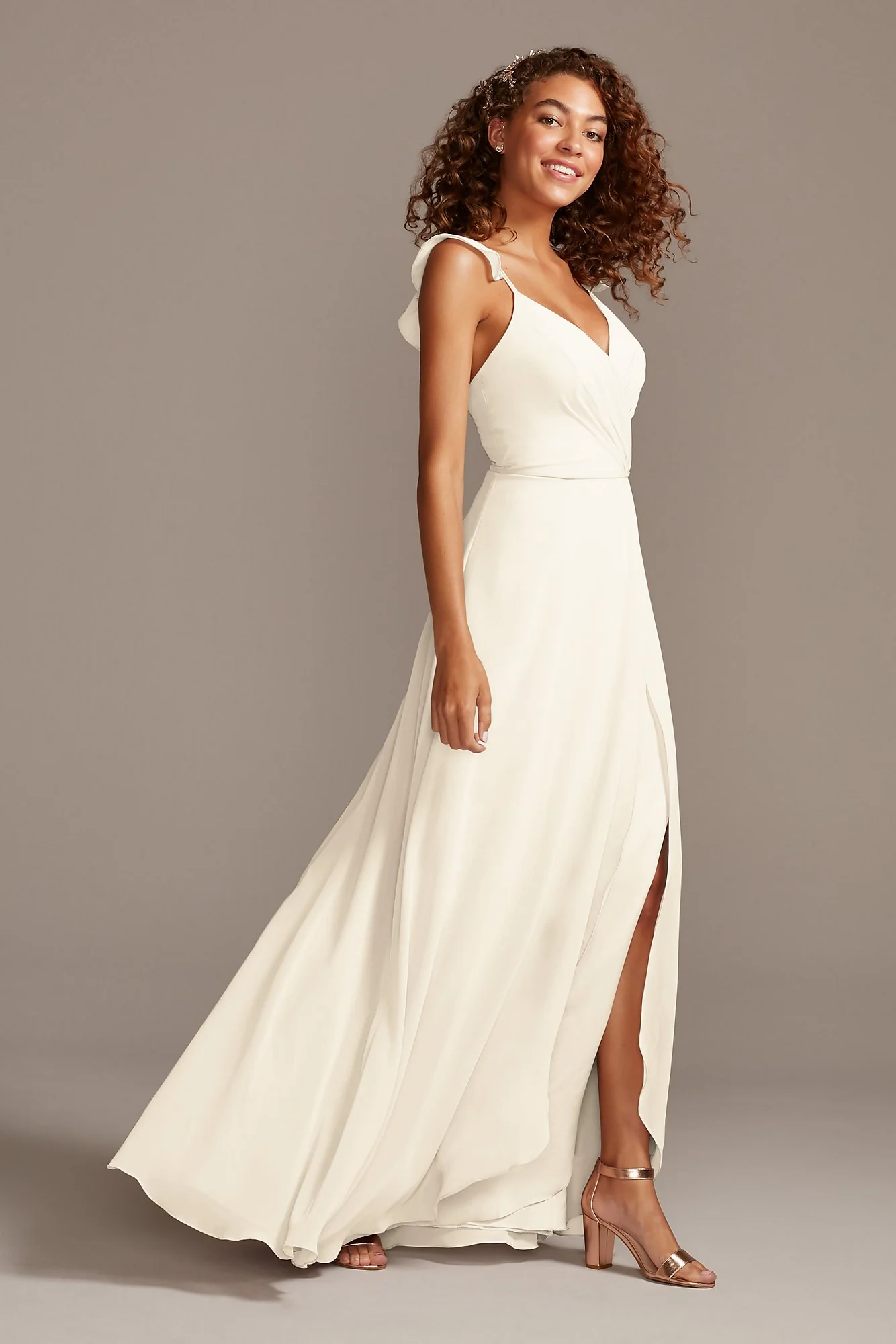 Ruffle Spaghetti Strap Chiffon Dress - Image 54