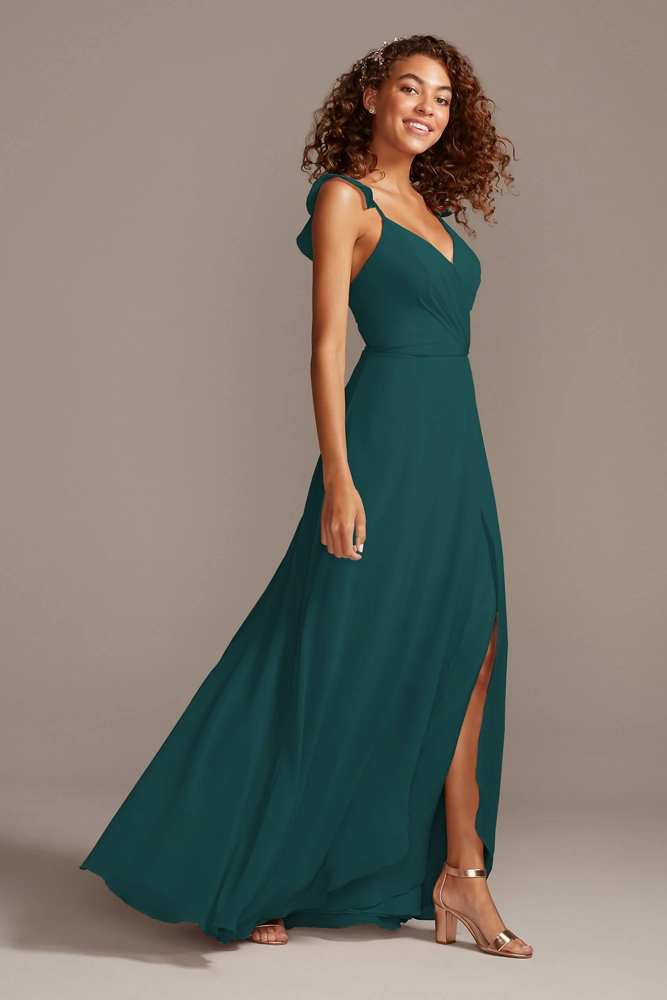 Ruffle Spaghetti Strap Chiffon Dress - Image 56