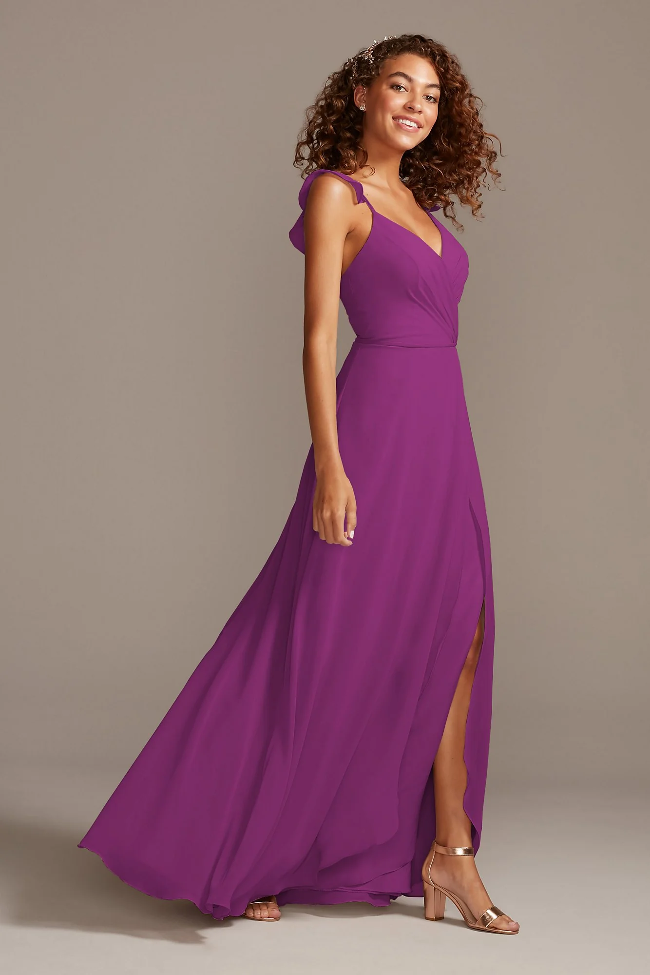 Ruffle Spaghetti Strap Chiffon Dress - Image 67