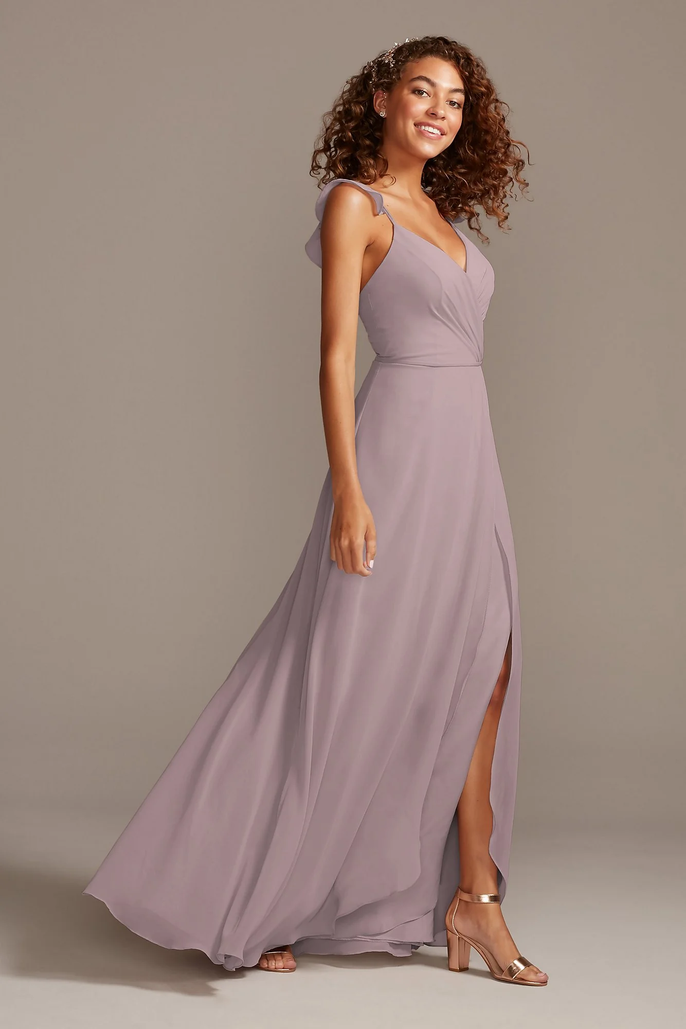 Ruffle Spaghetti Strap Chiffon Dress - Image 82