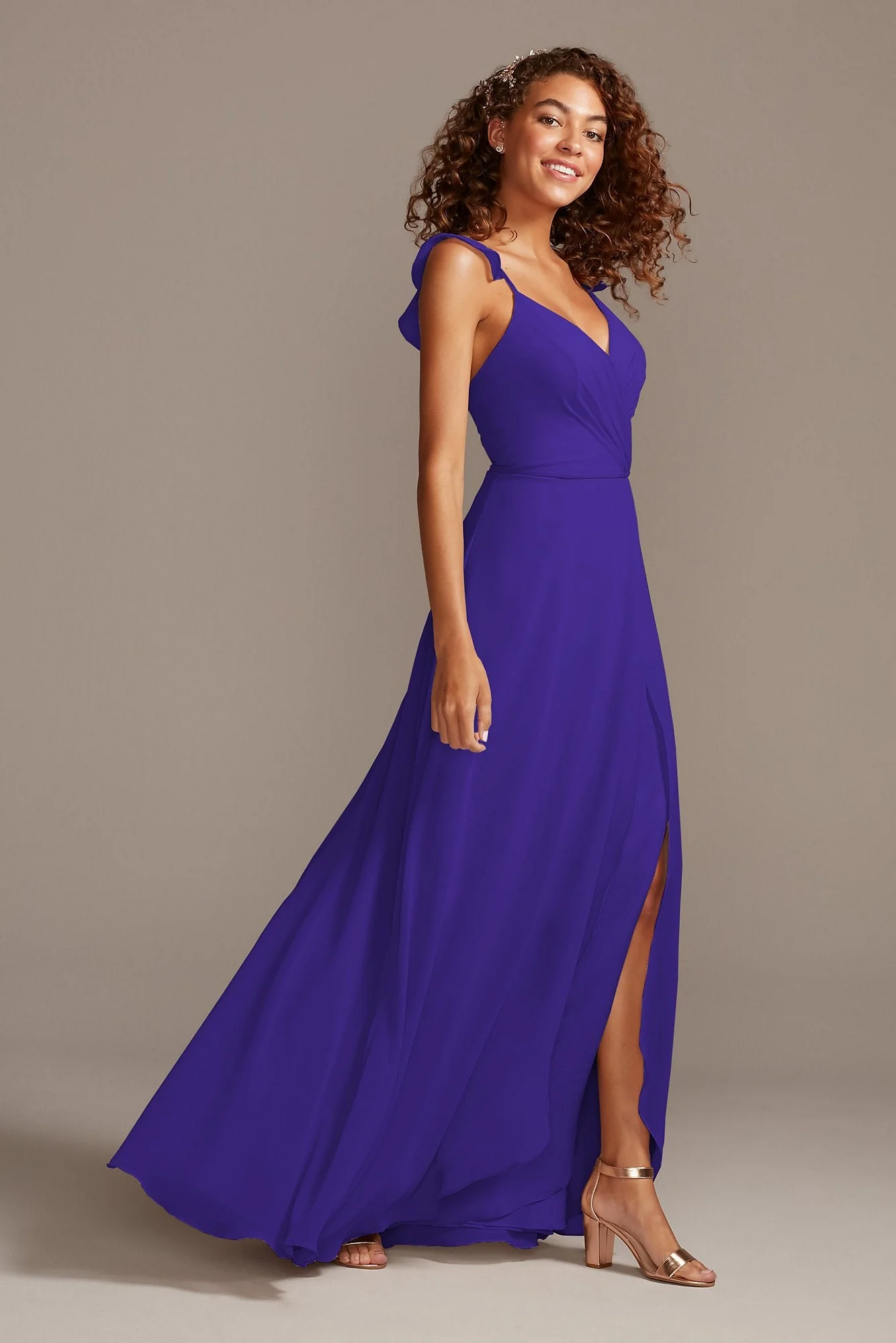 Ruffle Spaghetti Strap Chiffon Dress - Image 89