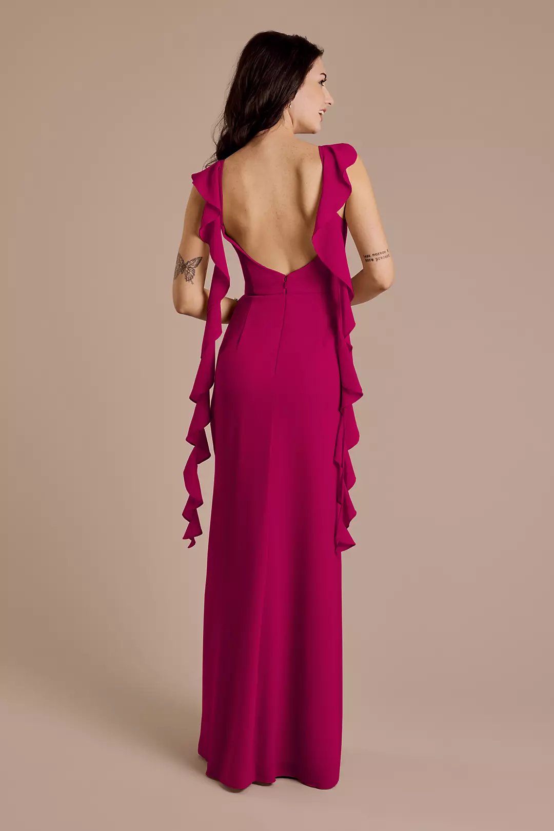Ruffle Strap Scoop Neck Chiffon A-Line Dress - Image 131