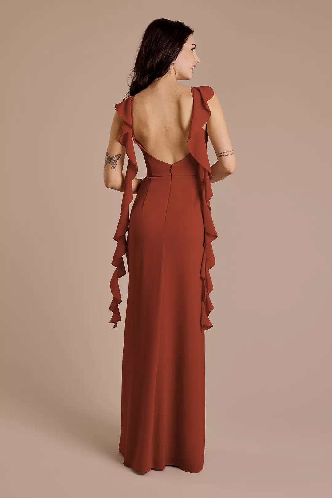 Ruffle Strap Scoop Neck Chiffon A-Line Dress - Image 30