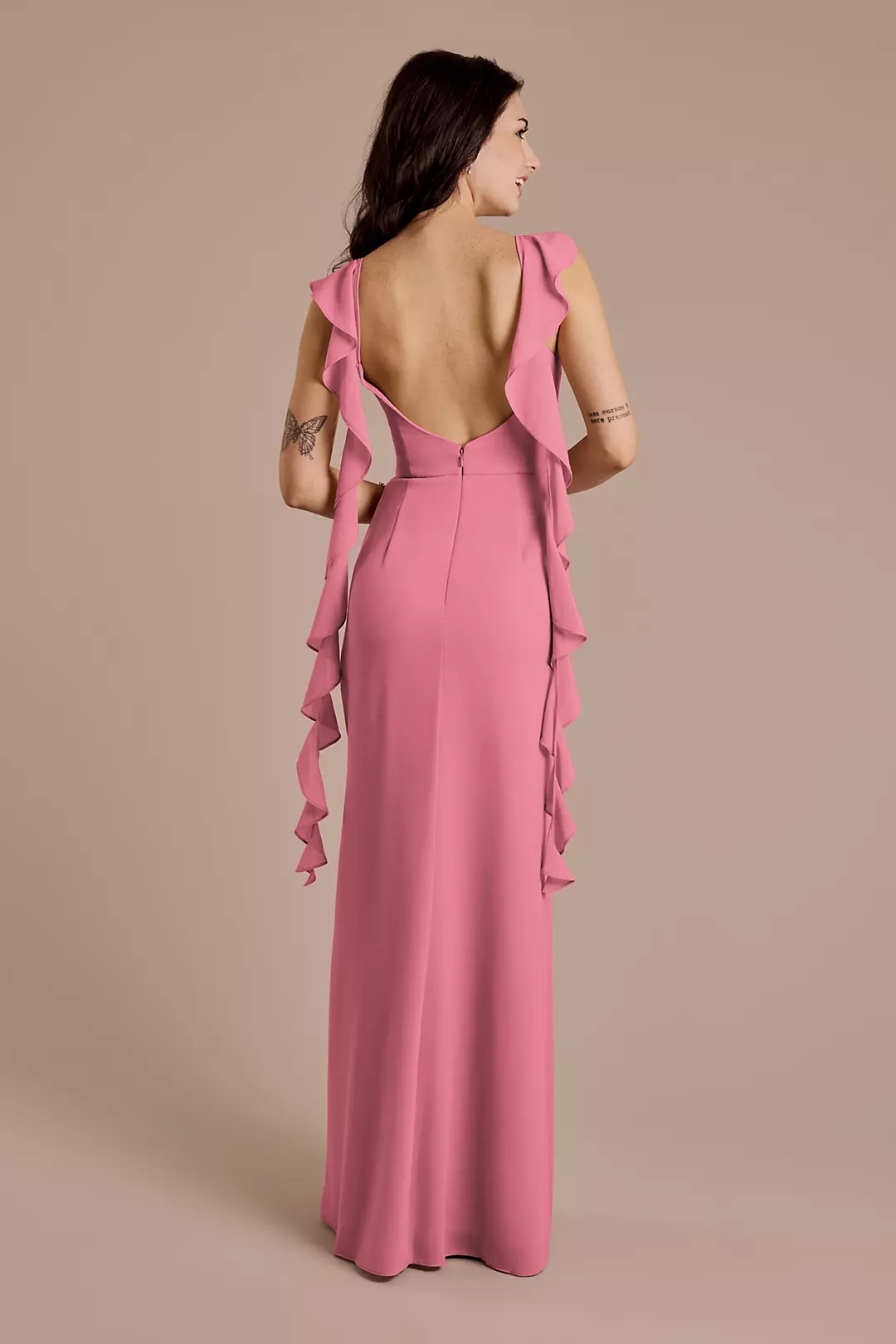 Ruffle Strap Scoop Neck Chiffon A-Line Dress - Image 82