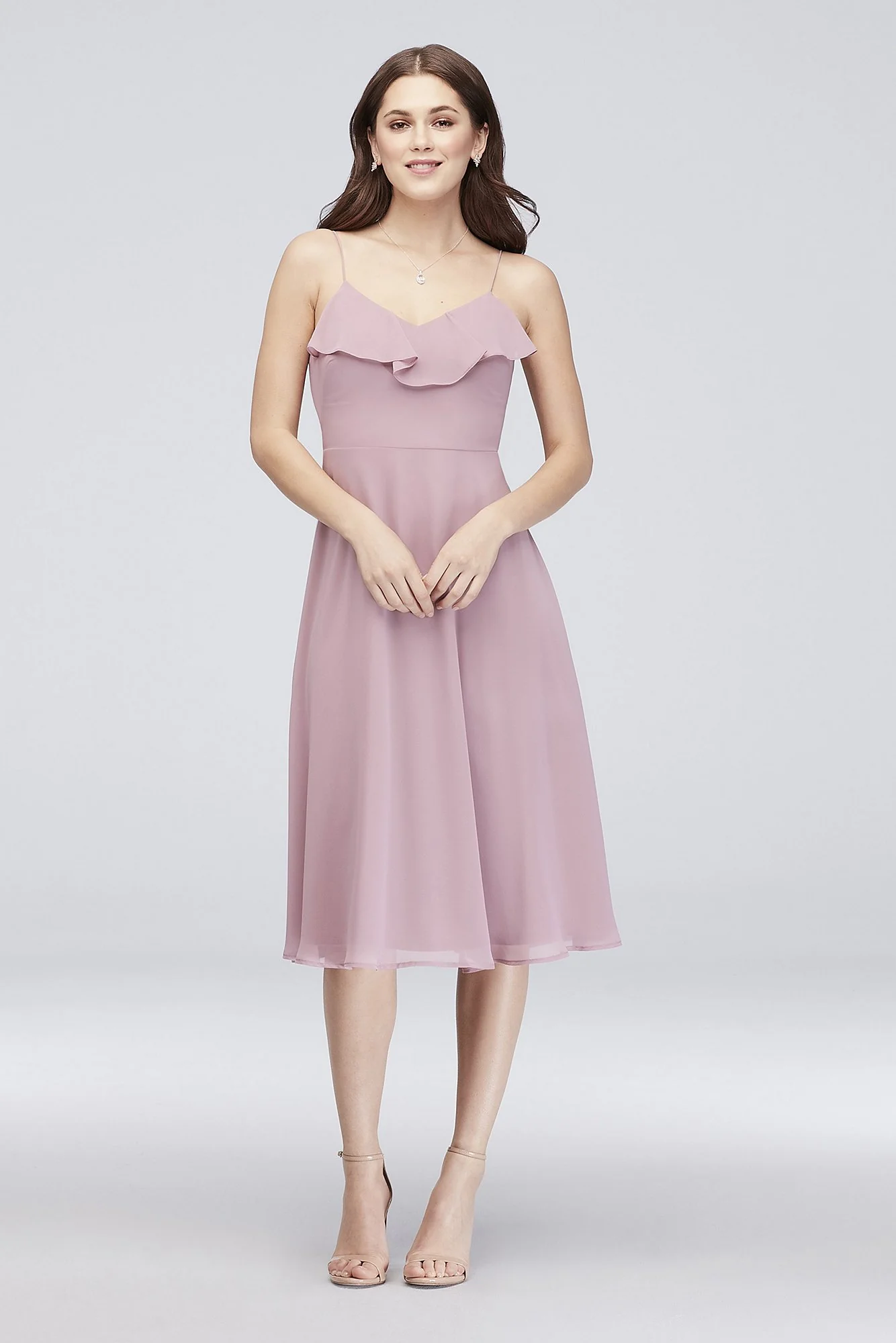 Ruffled Chiffon Bridesmaid Midi Dress - Image 4