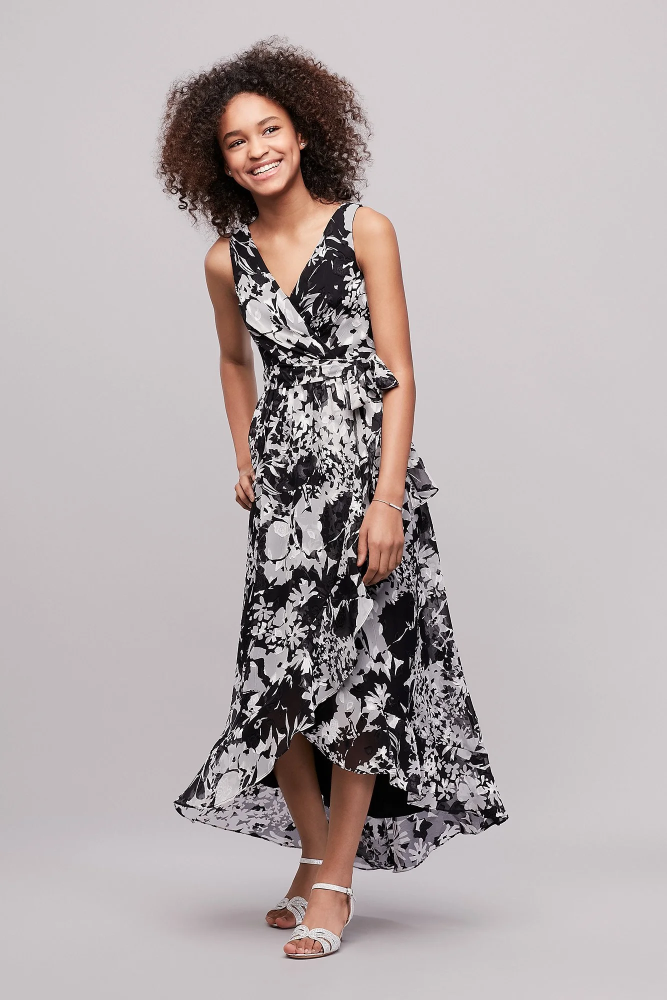Ruffled Chiffon Faux-Wrap Junior Bridesmaid Dress - Image 22