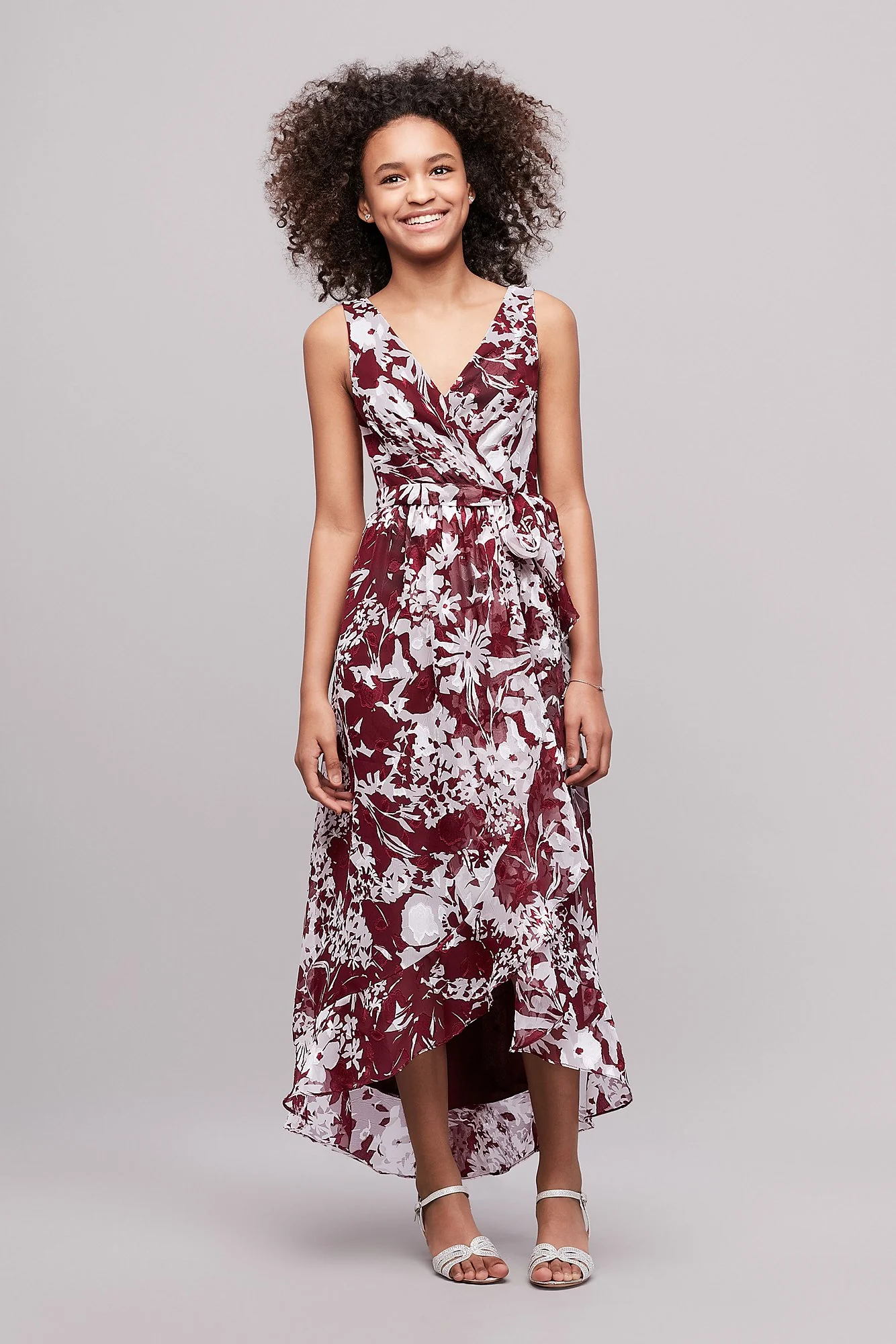 Ruffled Chiffon Faux-Wrap Junior Bridesmaid Dress - Image 36