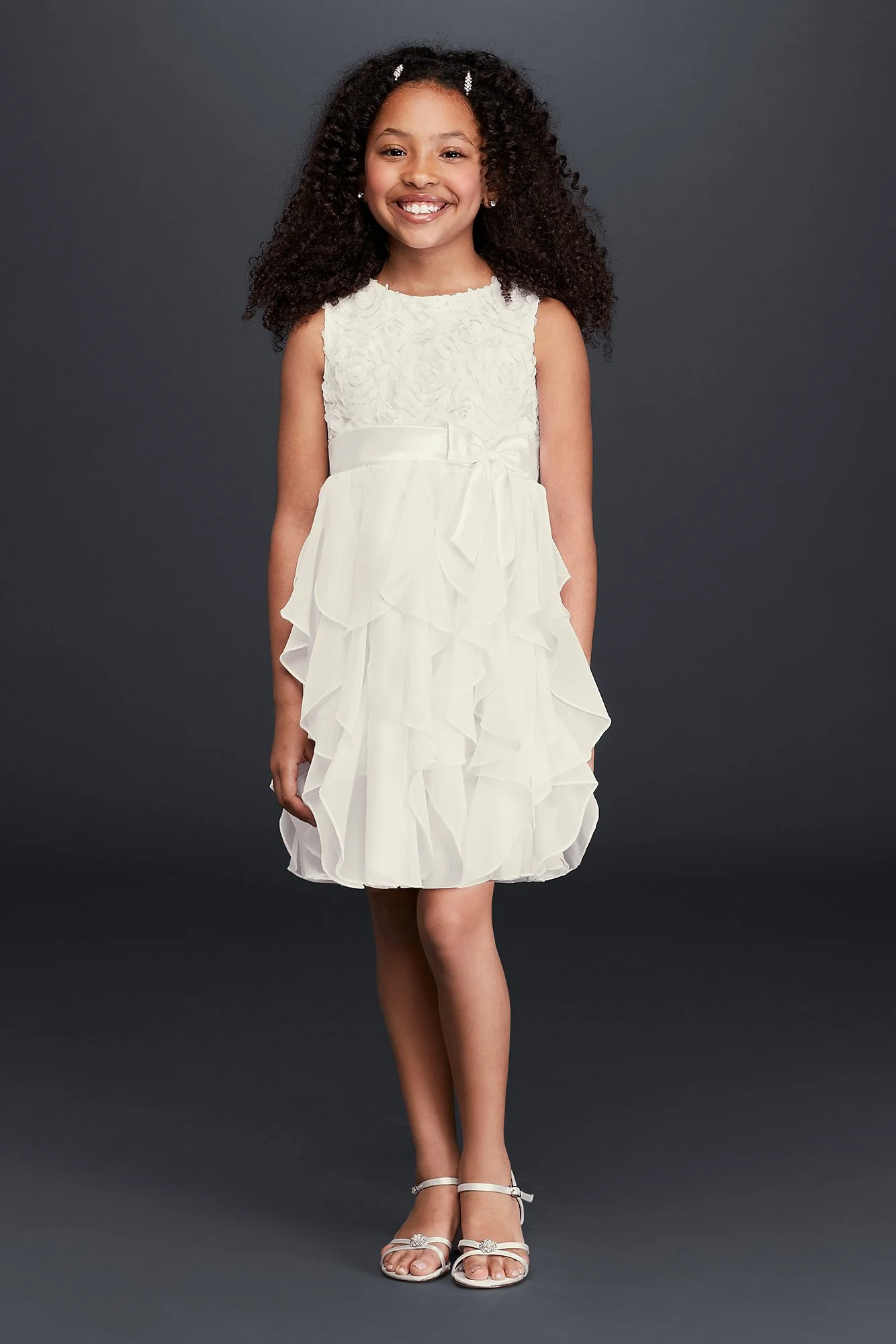 Ruffled Chiffon Flower Girl Dress