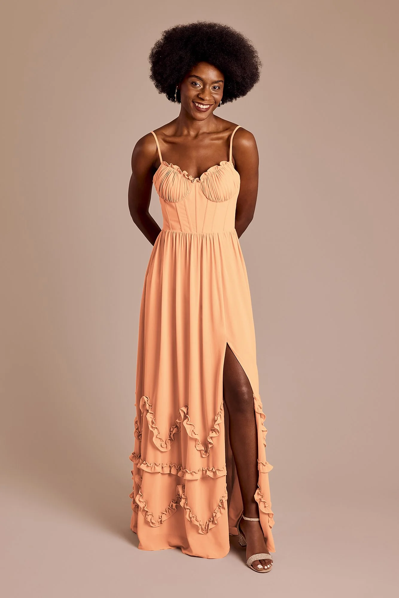 Ruffled Chiffon Spaghetti Strap Dress - Image 15
