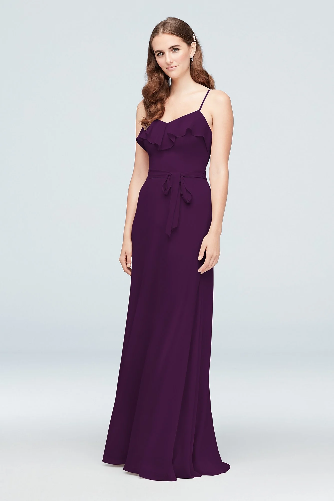 Ruffled Crinkle Chiffon Bridesmaid Dress - Image 36