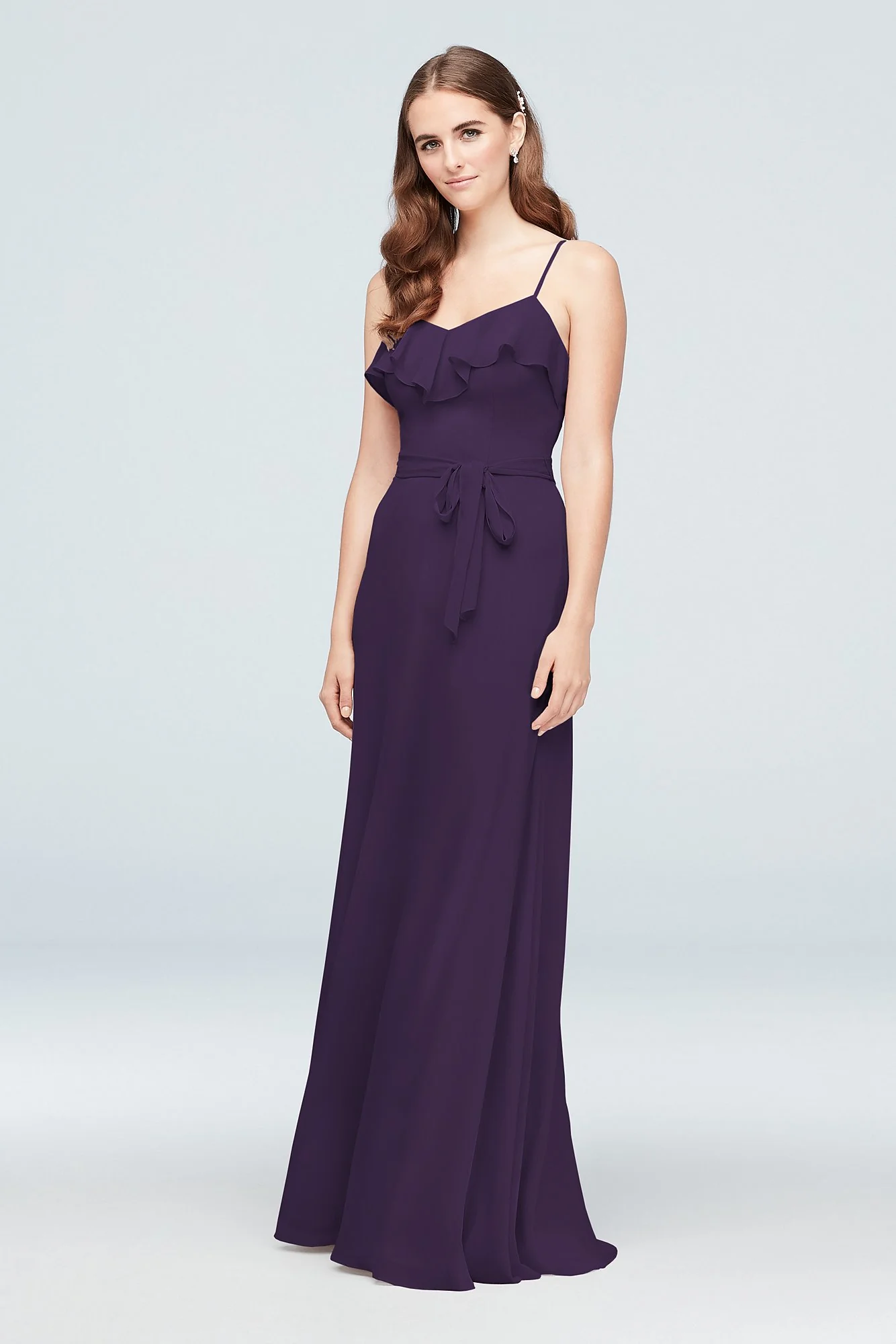 Ruffled Crinkle Chiffon Bridesmaid Dress - Image 47