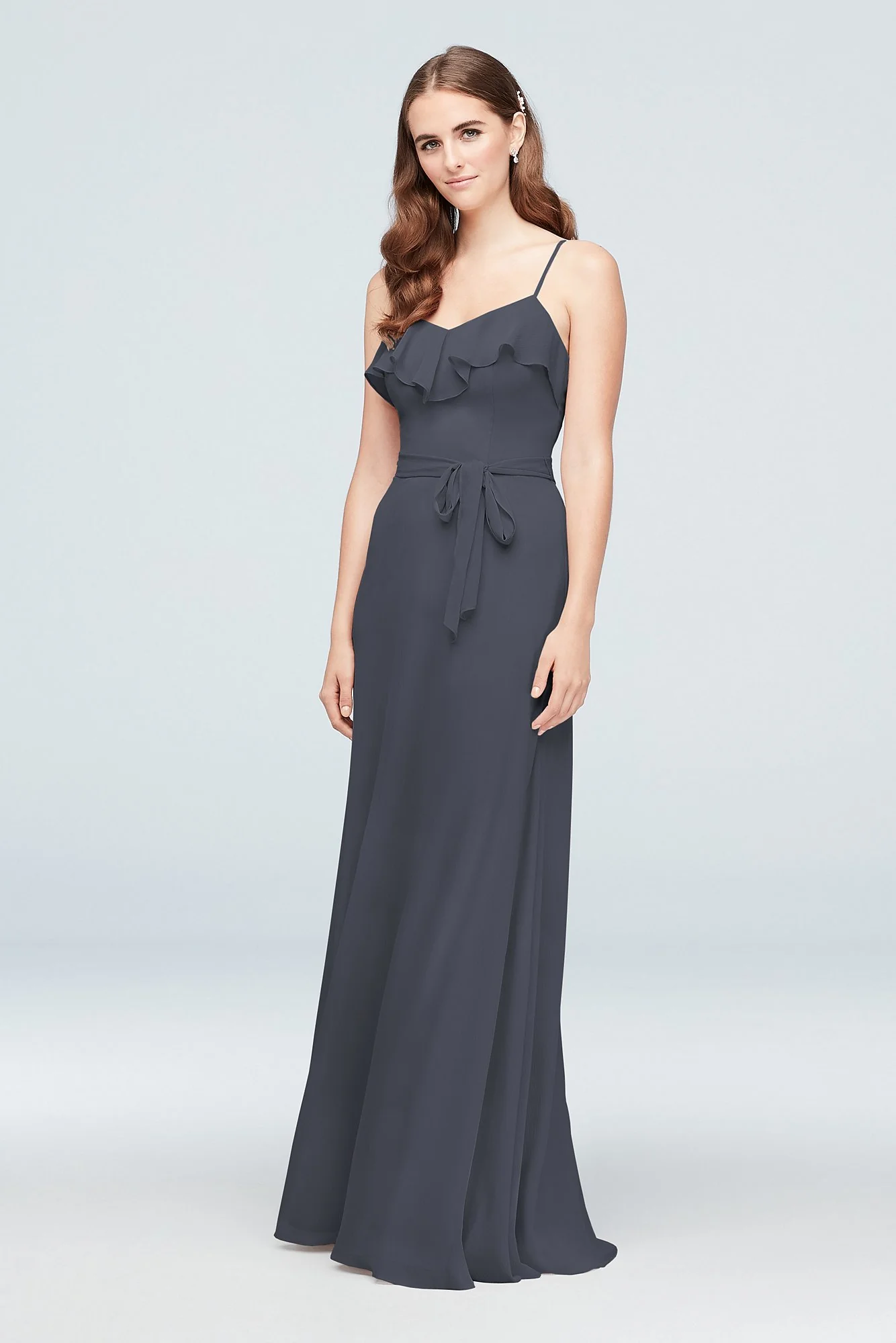 Ruffled Crinkle Chiffon Bridesmaid Dress - Image 61