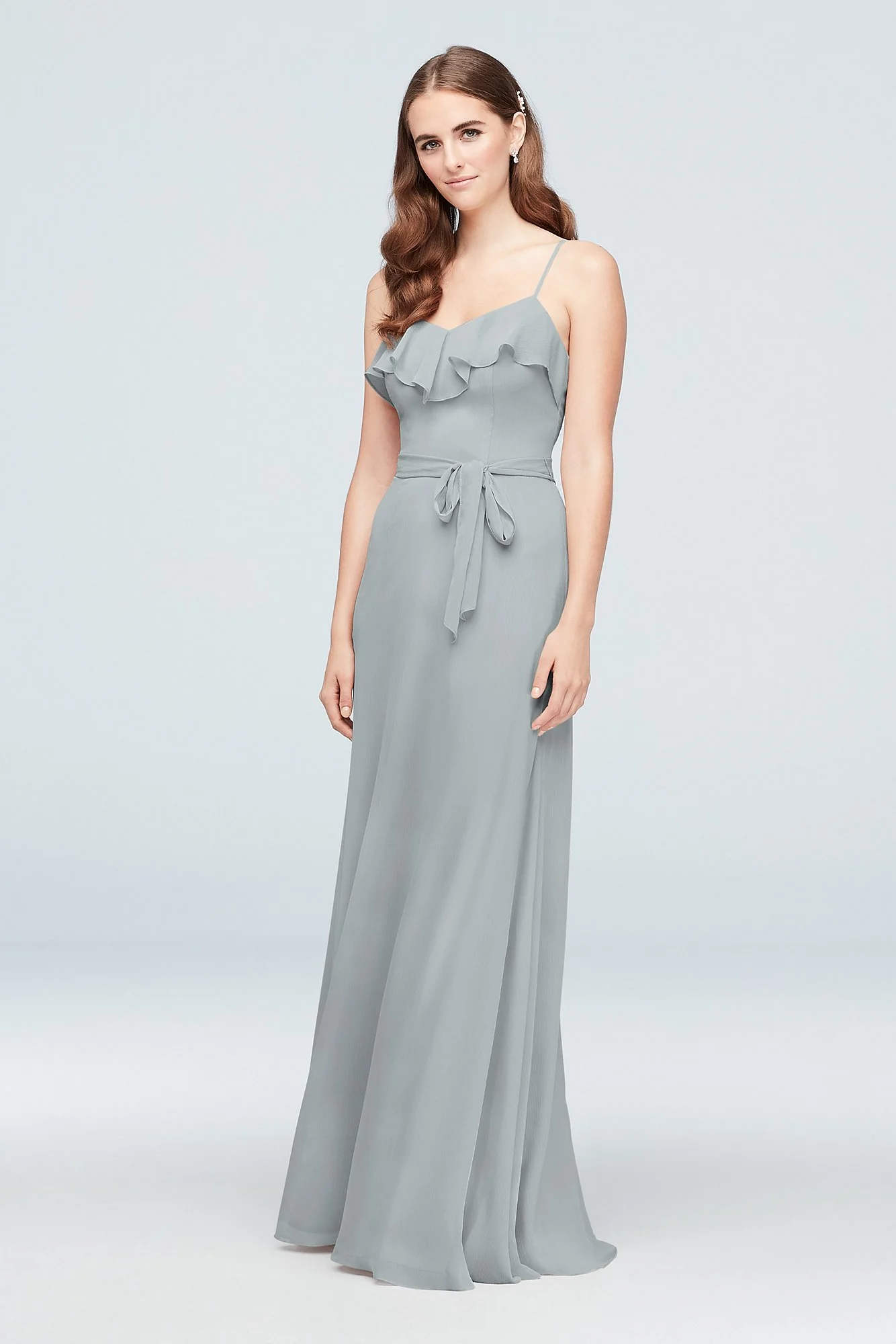 Ruffled Crinkle Chiffon Bridesmaid Dress - Image 63
