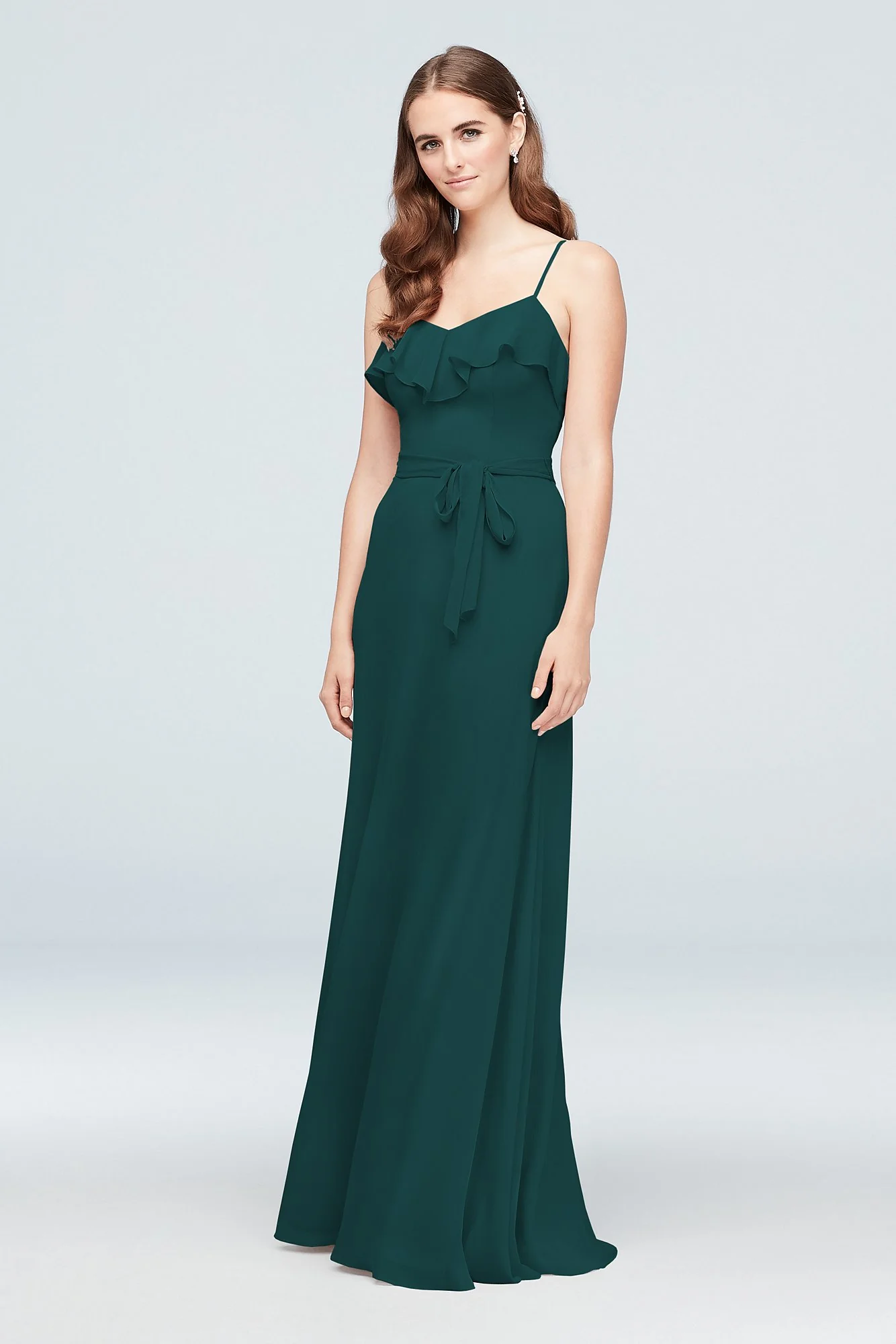 Ruffled Crinkle Chiffon Bridesmaid Dress - Image 69