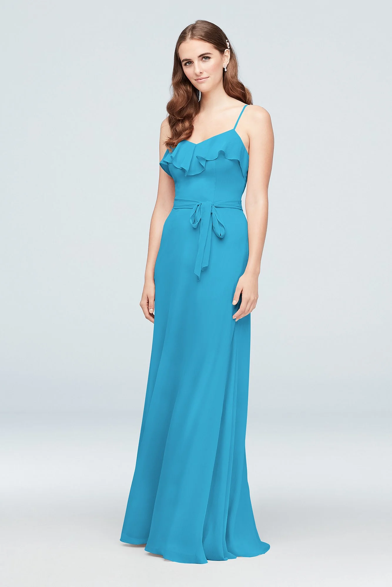 Ruffled Crinkle Chiffon Bridesmaid Dress - Image 70