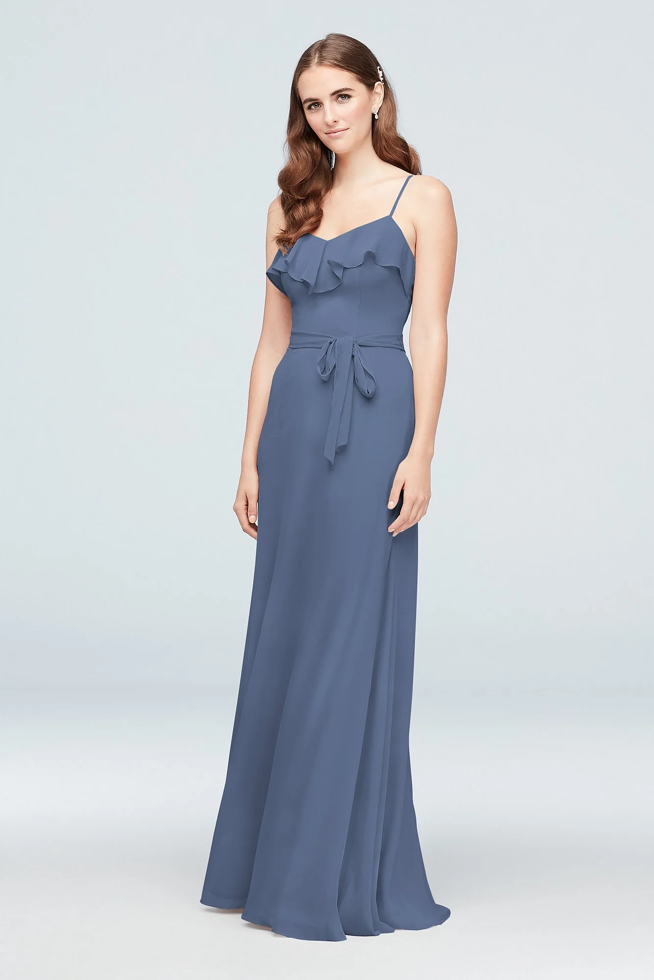 Ruffled Crinkle Chiffon Bridesmaid Dress - Image 71