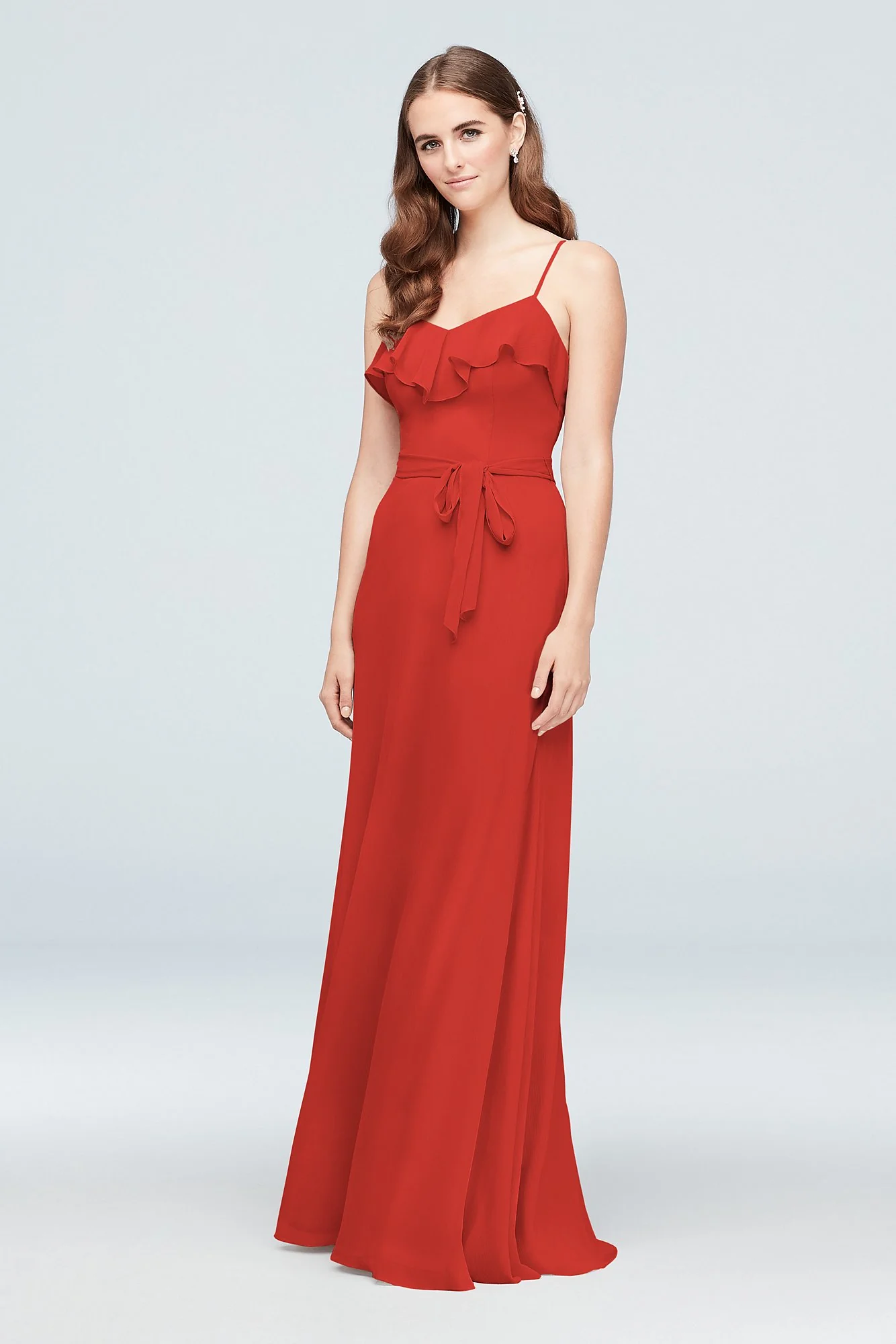 Ruffled Crinkle Chiffon Bridesmaid Dress - Image 76
