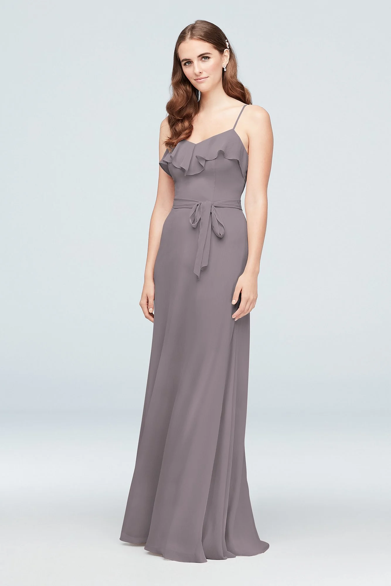 Ruffled Crinkle Chiffon Bridesmaid Dress - Image 95