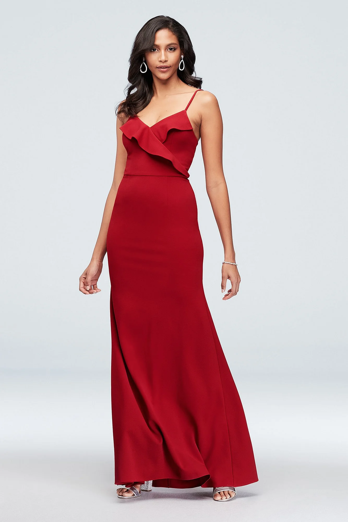 Ruffled Faux-Wrap Scuba Crepe Dress - Image 4