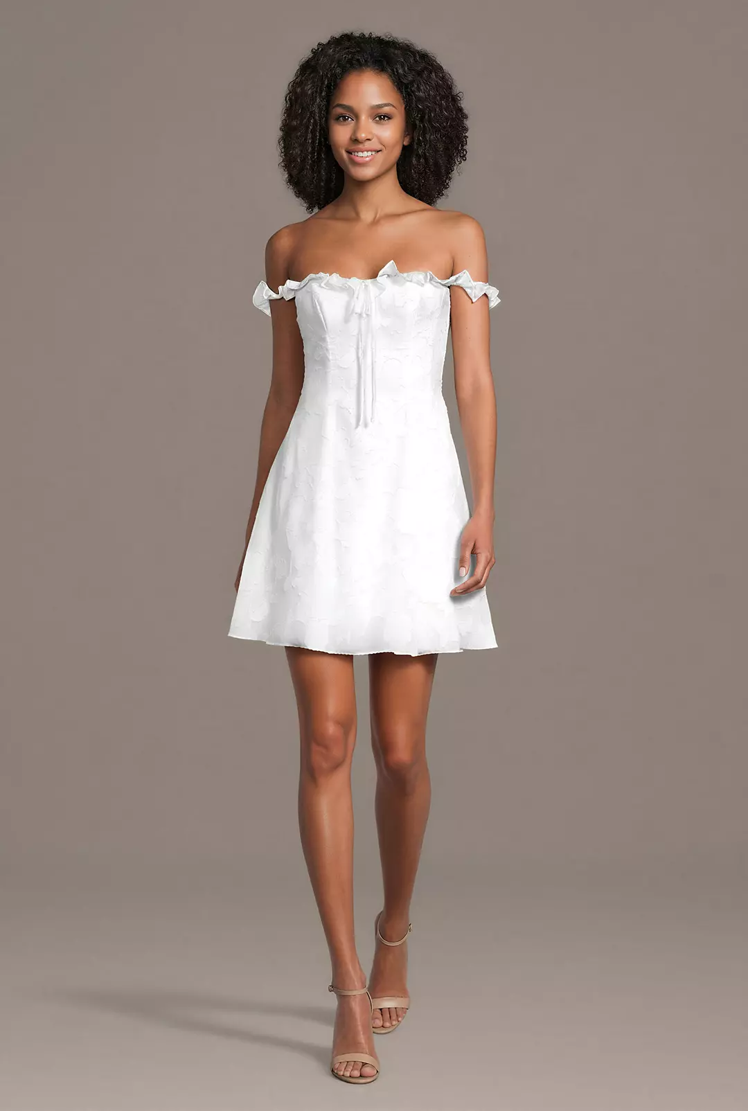 Ruffled Off-the-Shoulder Eyelet A-Line Dress - Image 3