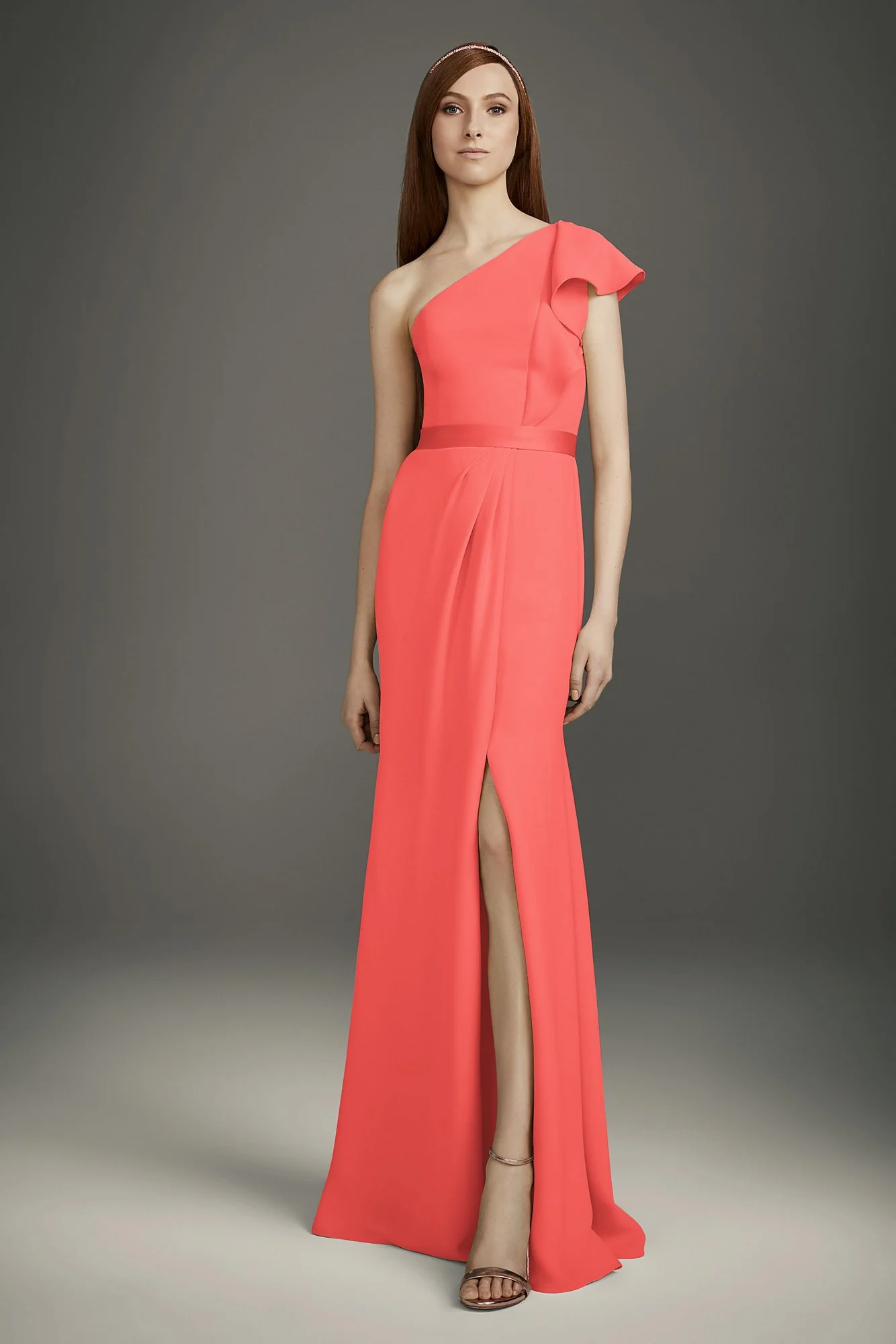Ruffled One-Shoulder Double Cloth Bridesmaid Dress - Image 10