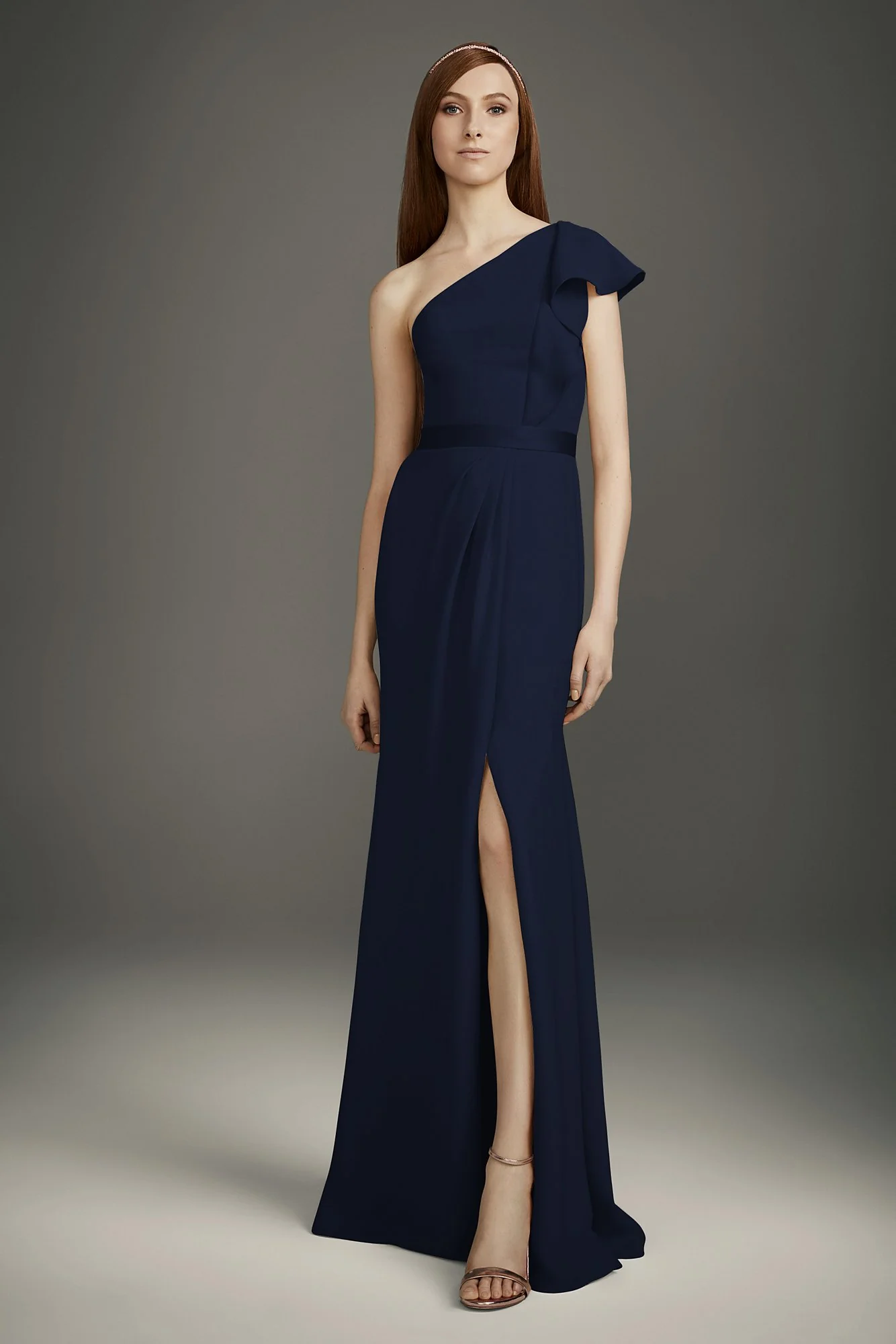 Ruffled One-Shoulder Double Cloth Bridesmaid Dress - Image 13