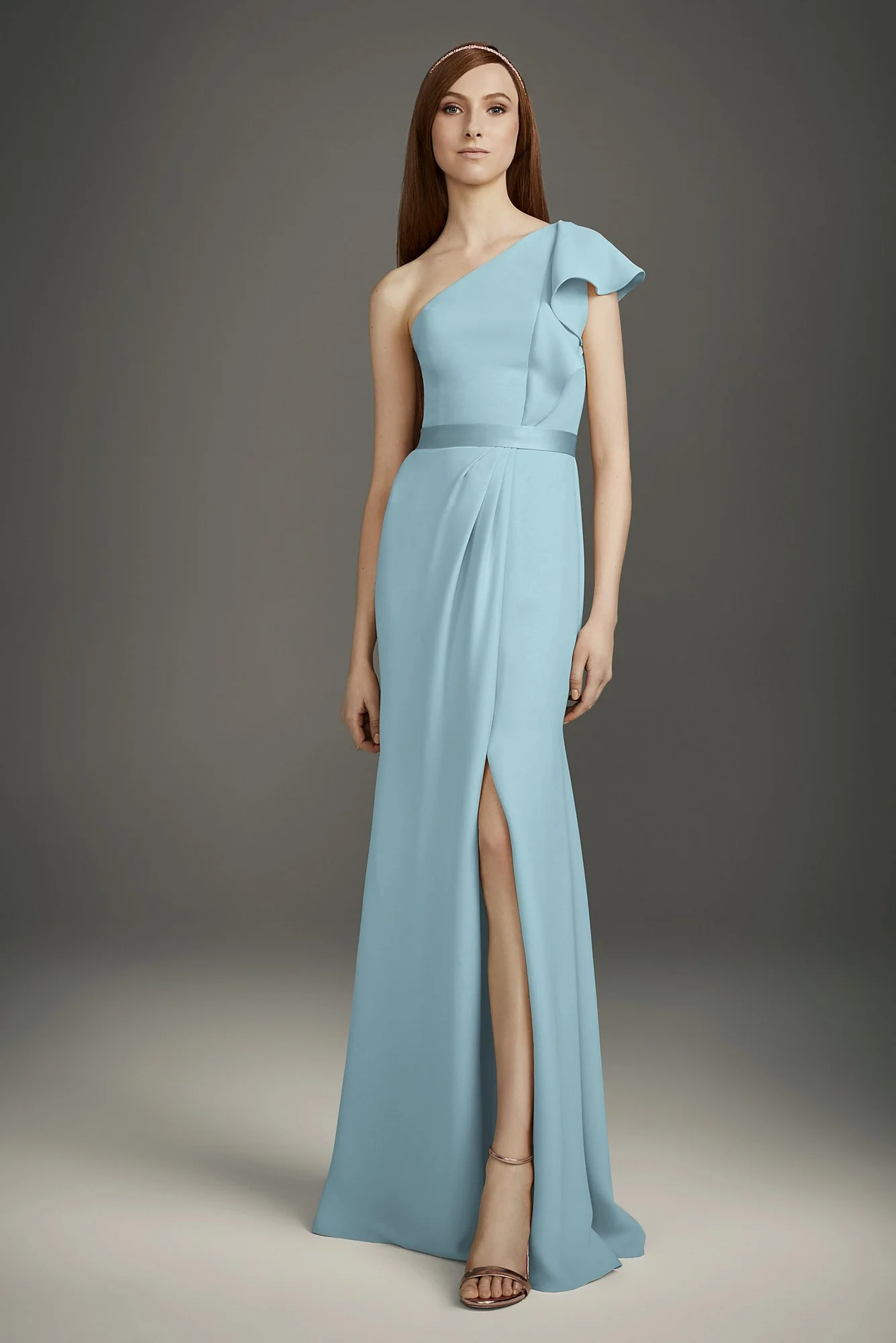 Ruffled One-Shoulder Double Cloth Bridesmaid Dress - Image 16