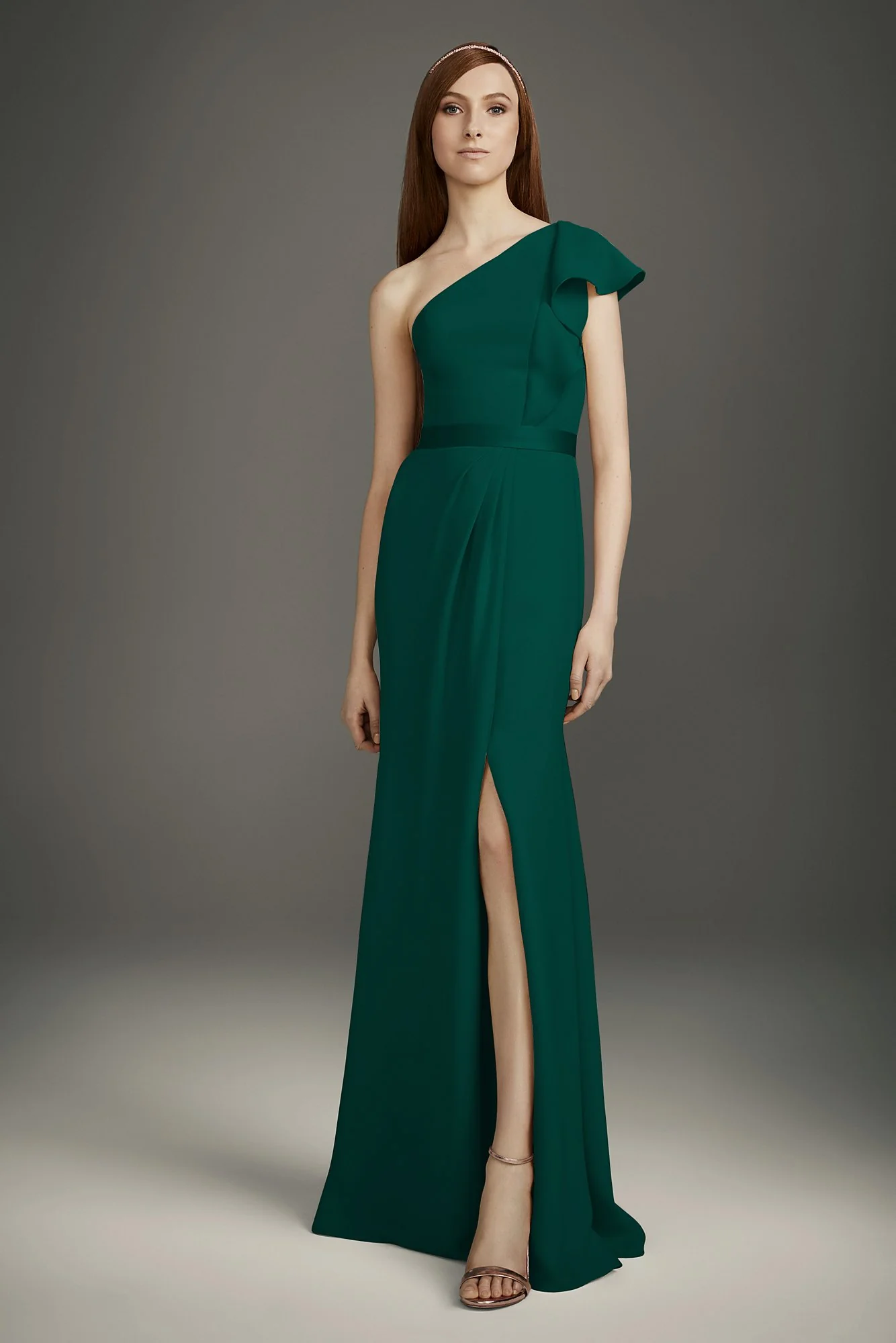 Ruffled One-Shoulder Double Cloth Bridesmaid Dress - Image 2