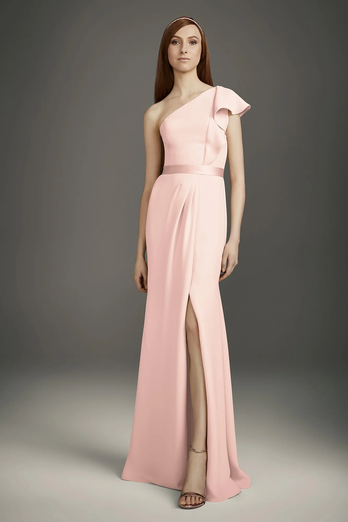 Ruffled One-Shoulder Double Cloth Bridesmaid Dress - Image 3