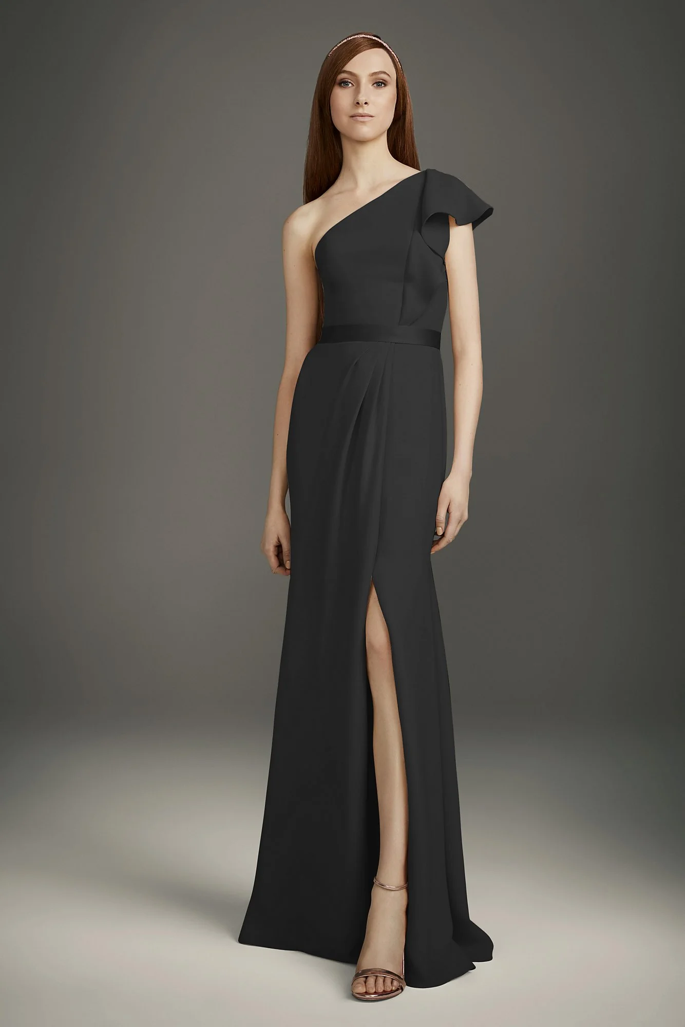 Ruffled One-Shoulder Double Cloth Bridesmaid Dress - Image 6