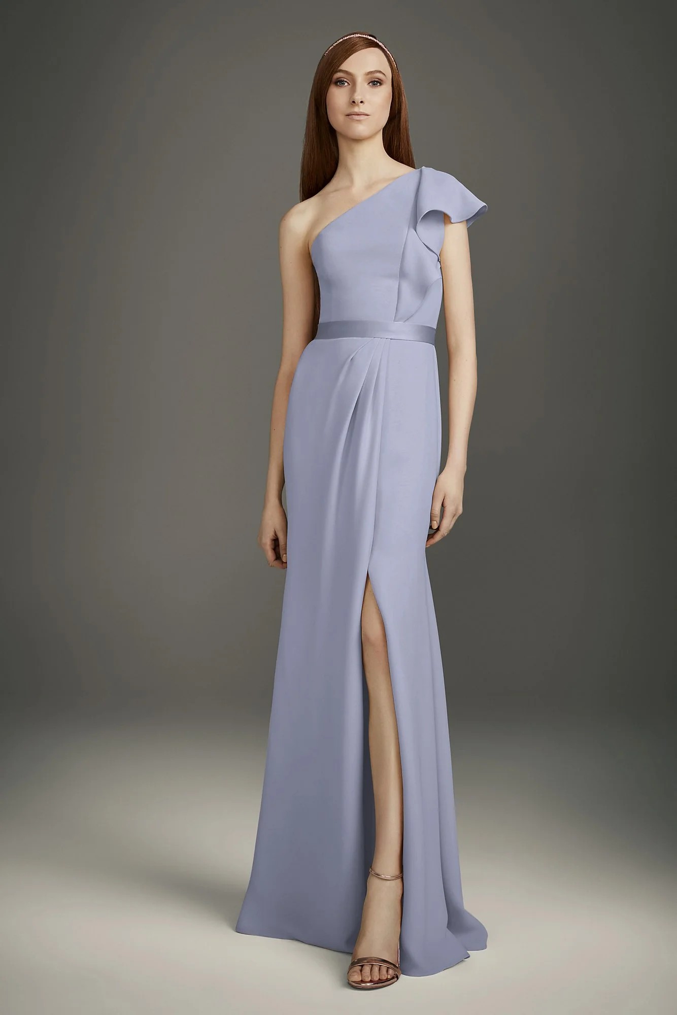 Ruffled One-Shoulder Double Cloth Bridesmaid Dress - Image 8