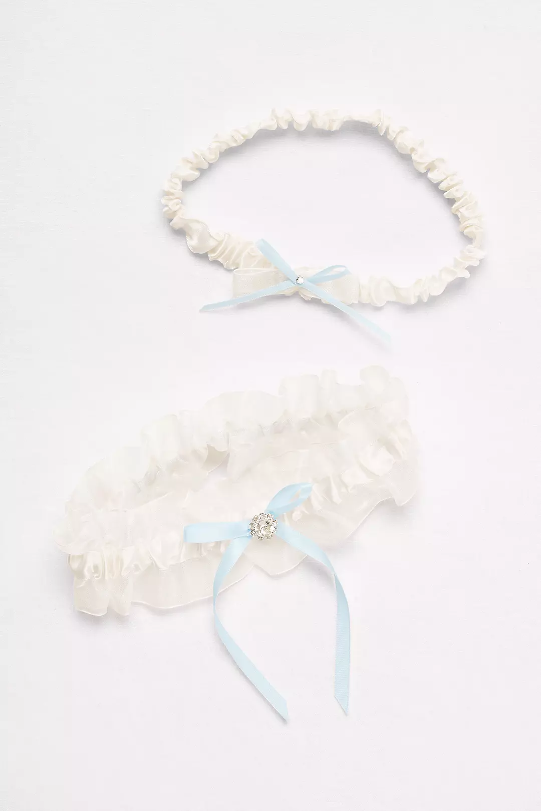 Ruffled Organza Garter Set with Ribbon Bows - Image 2