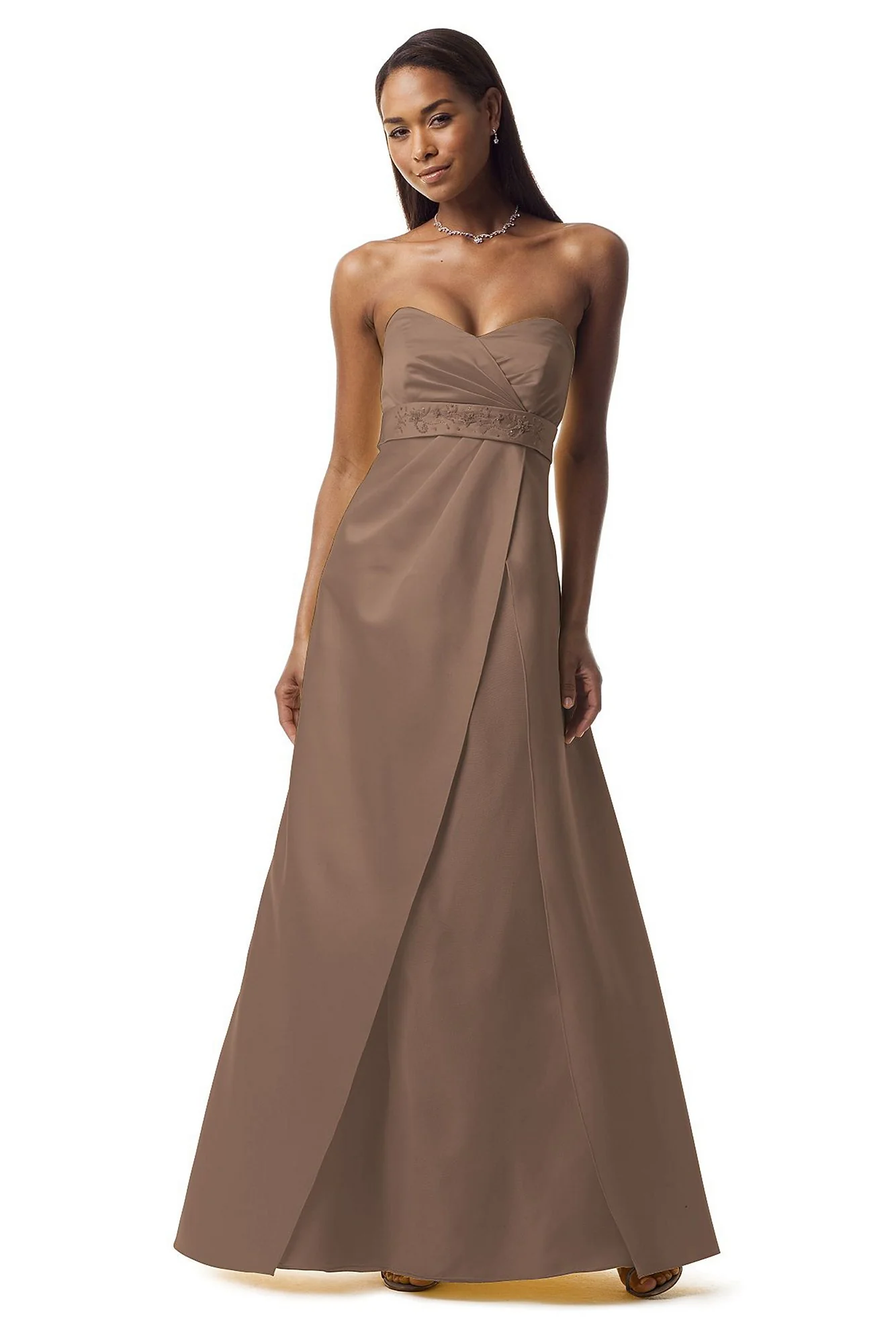 Satin A-line Gown with Organza Inset
