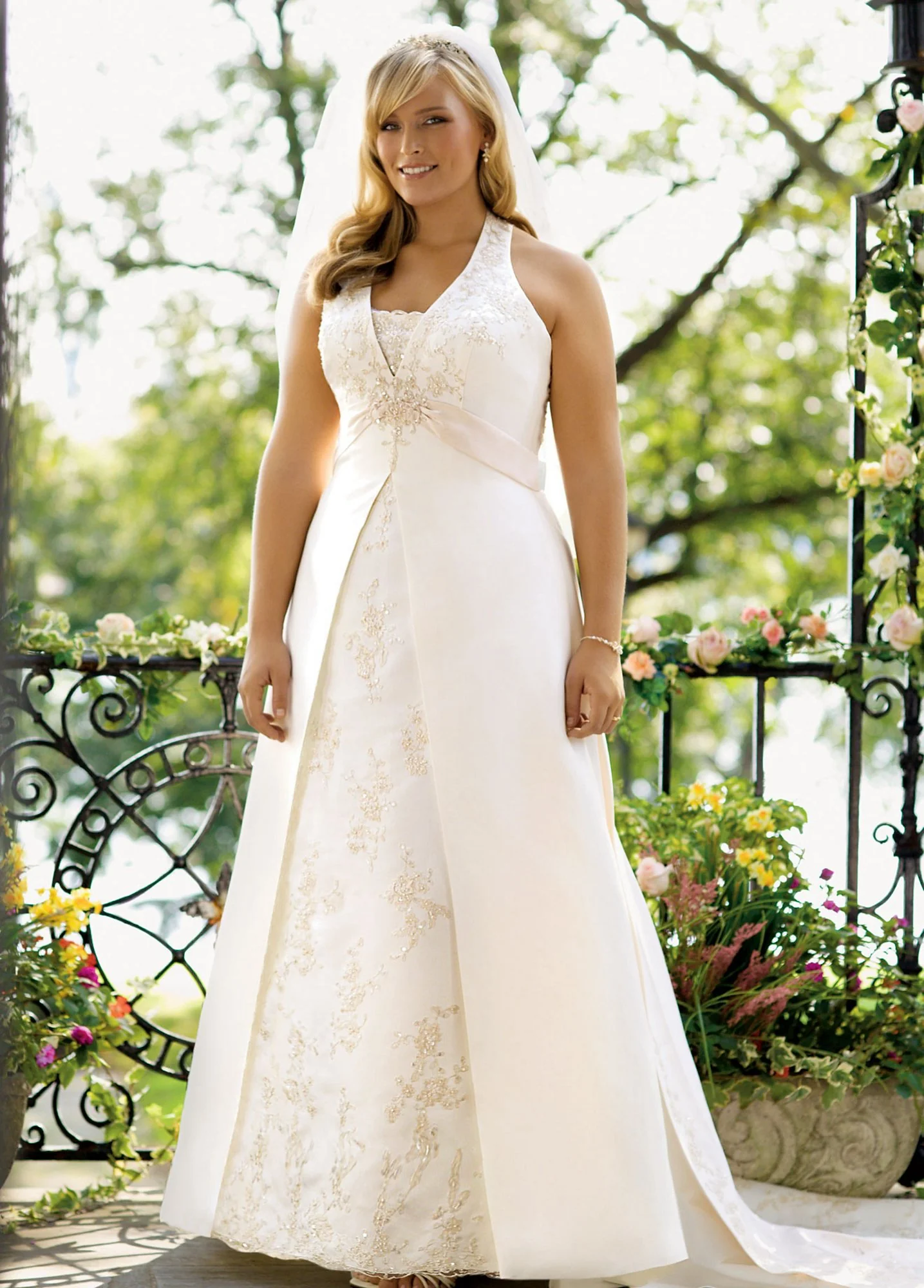 Satin A-line Halter with Split Front
