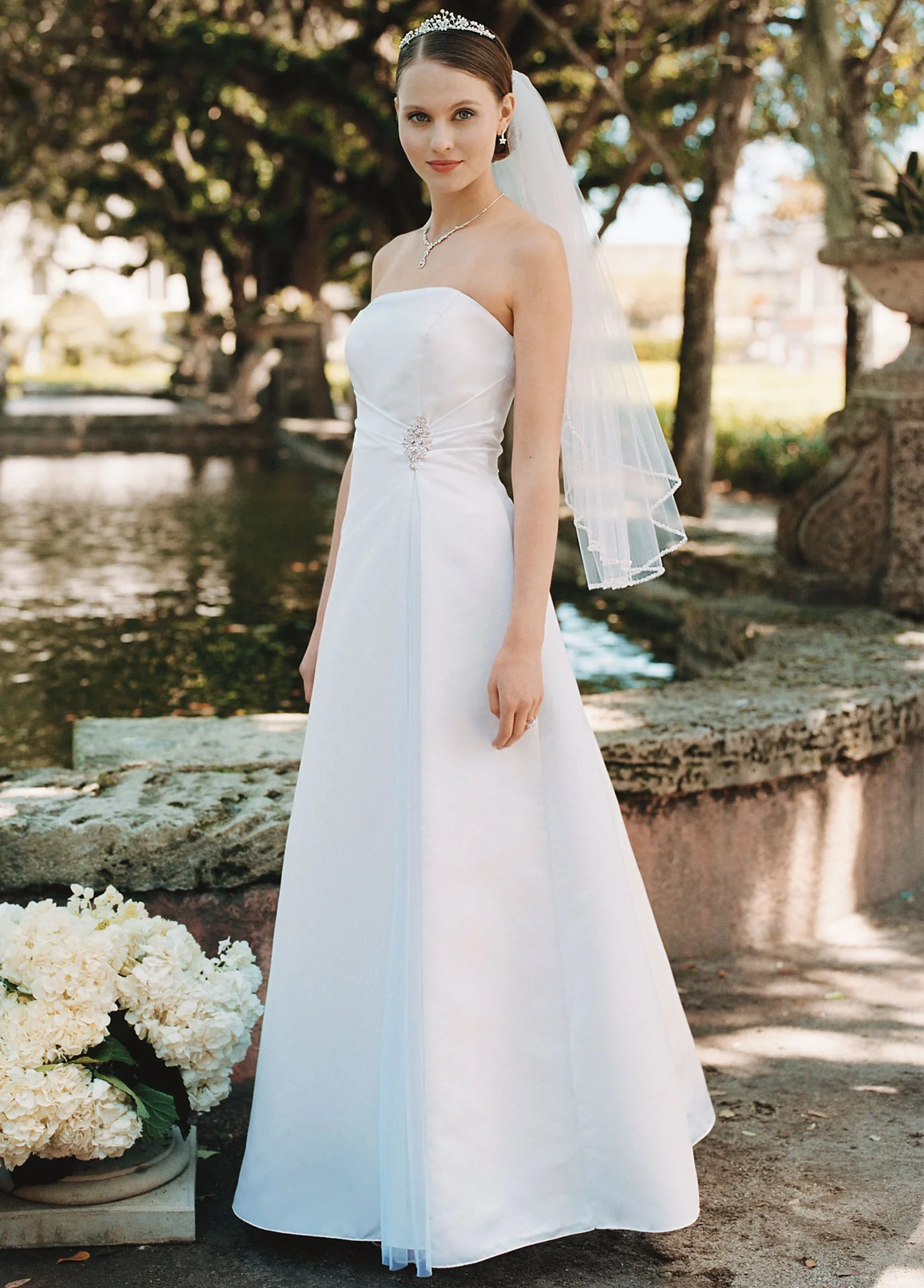 Satin A-line with Beaded Detail and Button Back