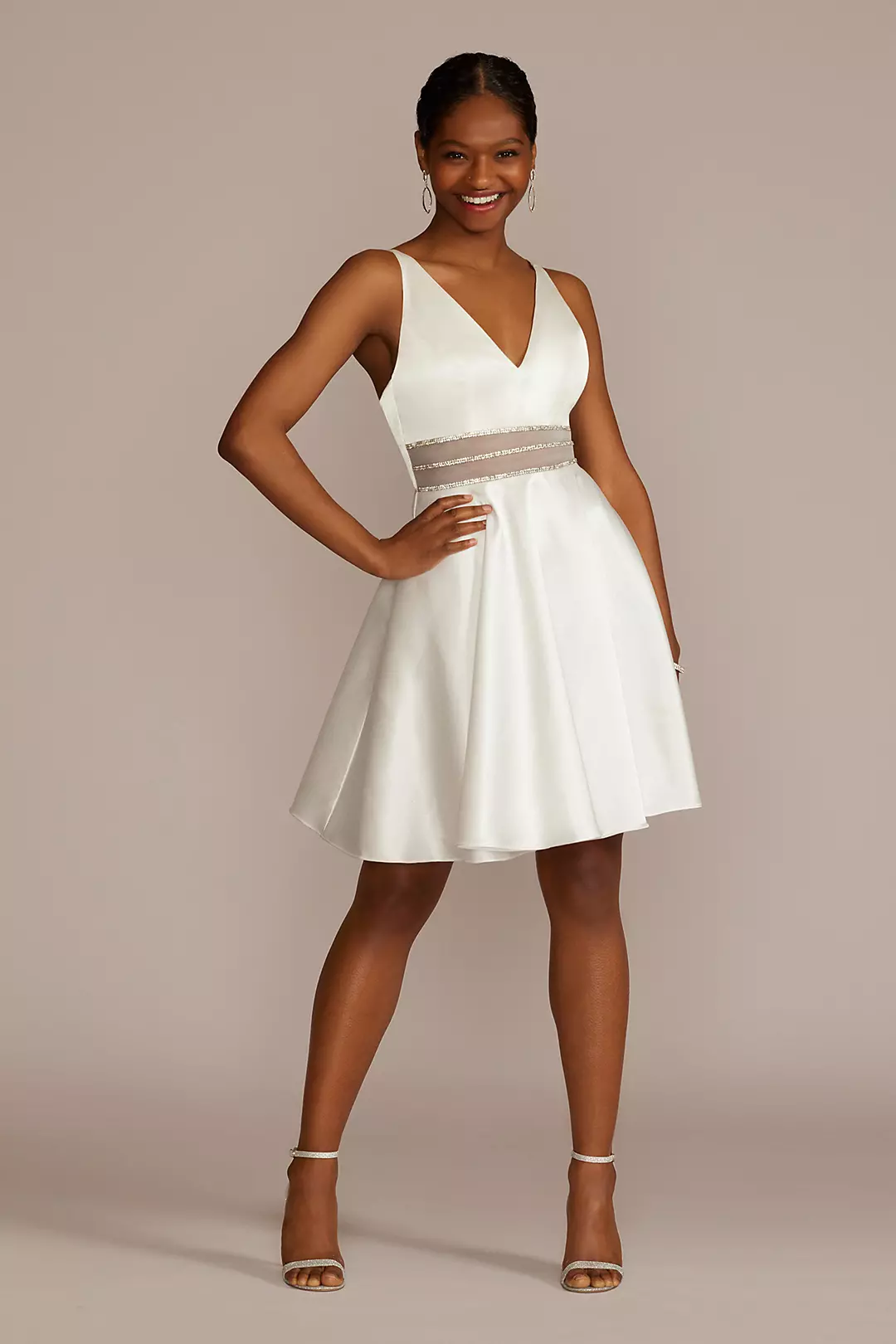 Satin A-Line with Embellished Illusion Waist - Image 11