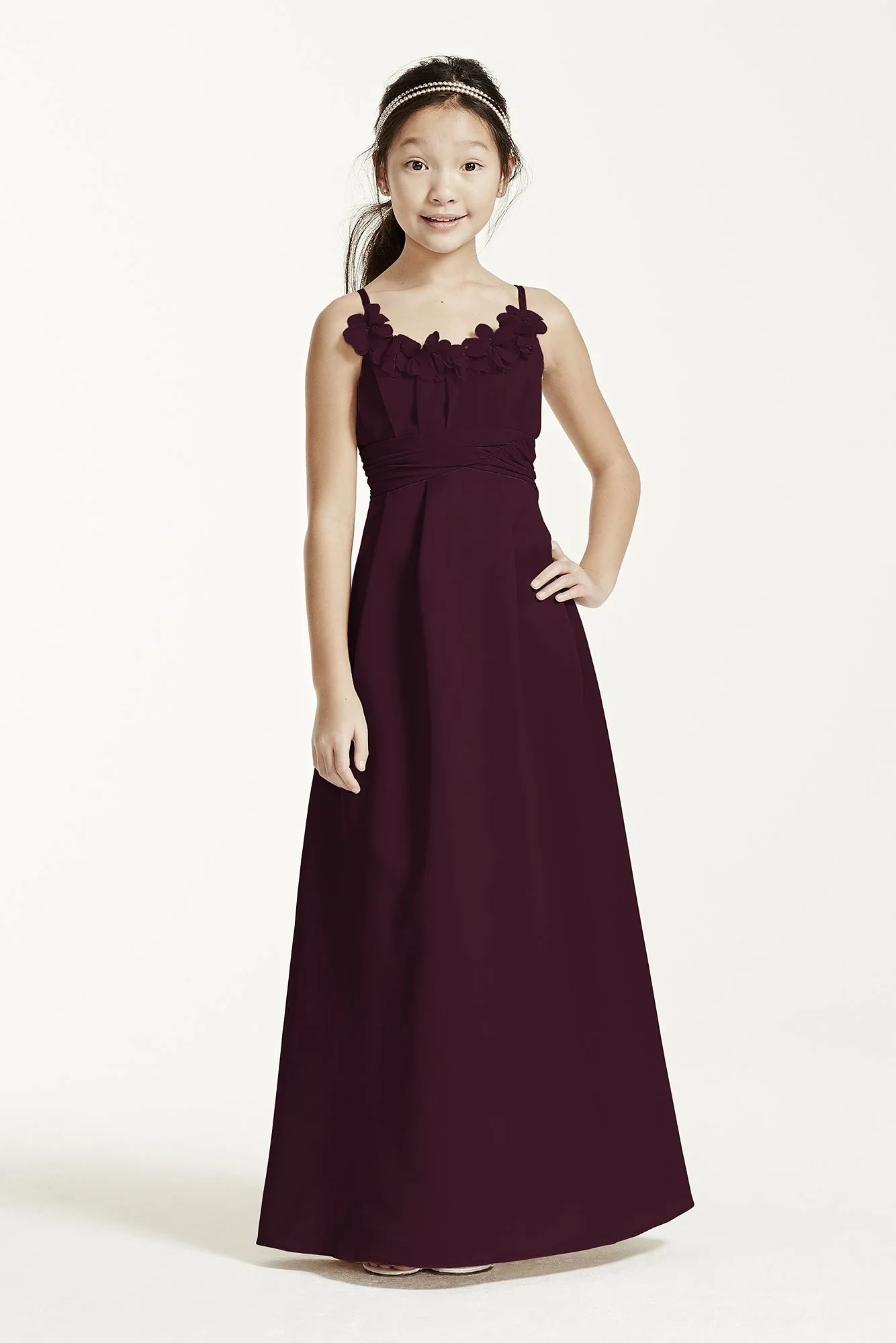 Satin and Chiffon Ball Gown with Ruched Waist - Image 10