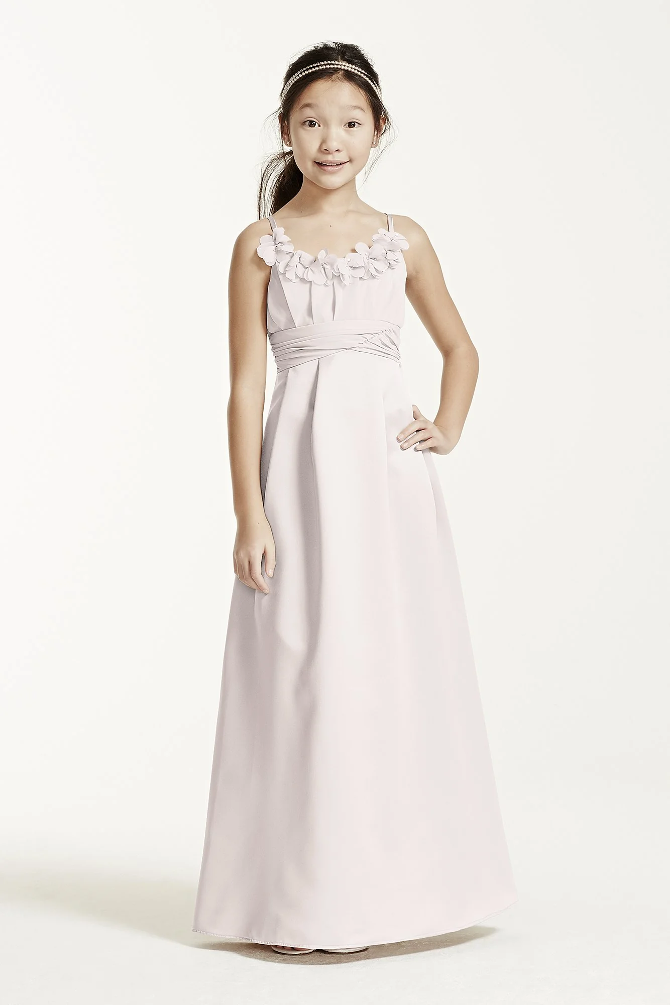 Satin and Chiffon Ball Gown with Ruched Waist - Image 11