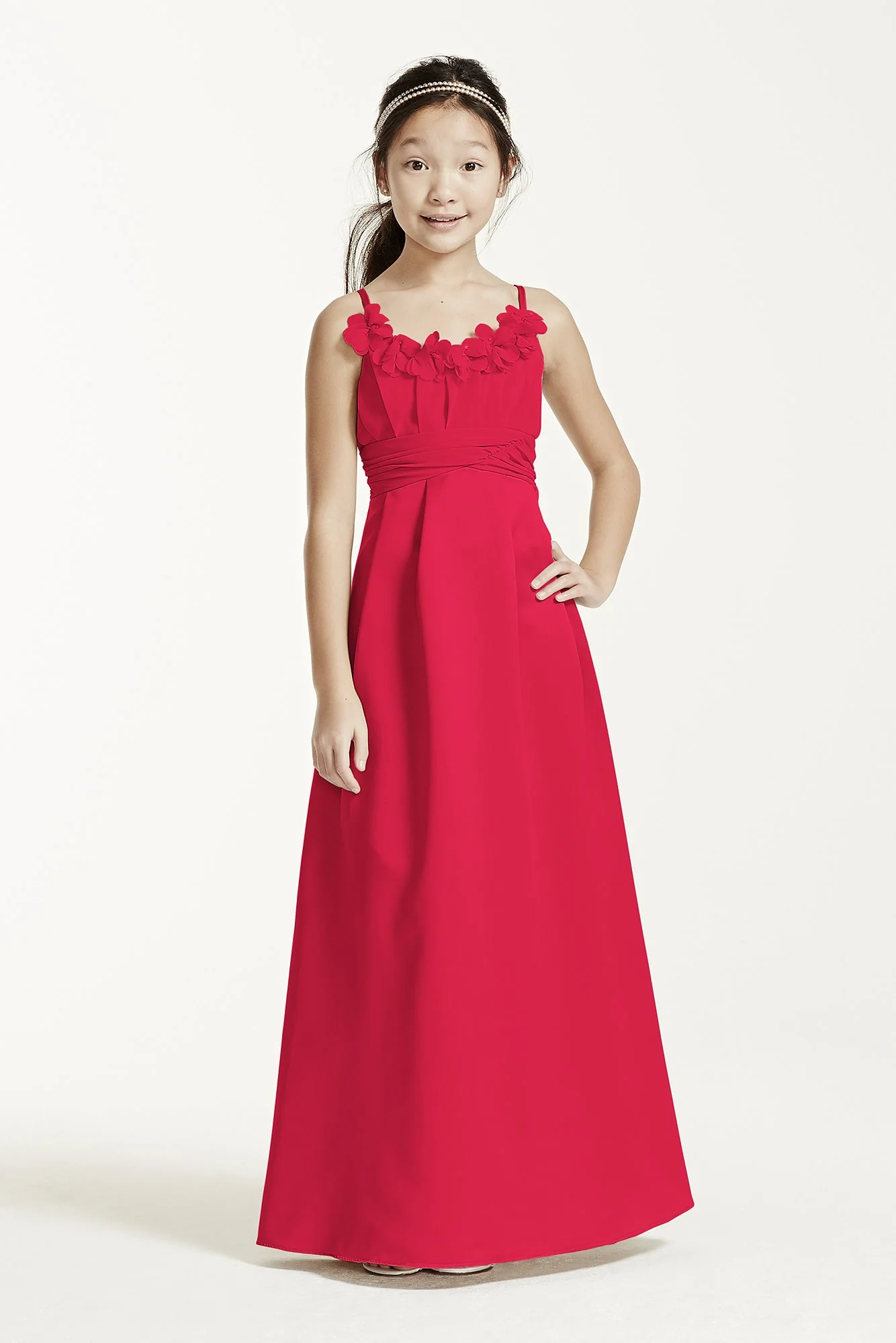 Satin and Chiffon Ball Gown with Ruched Waist - Image 12