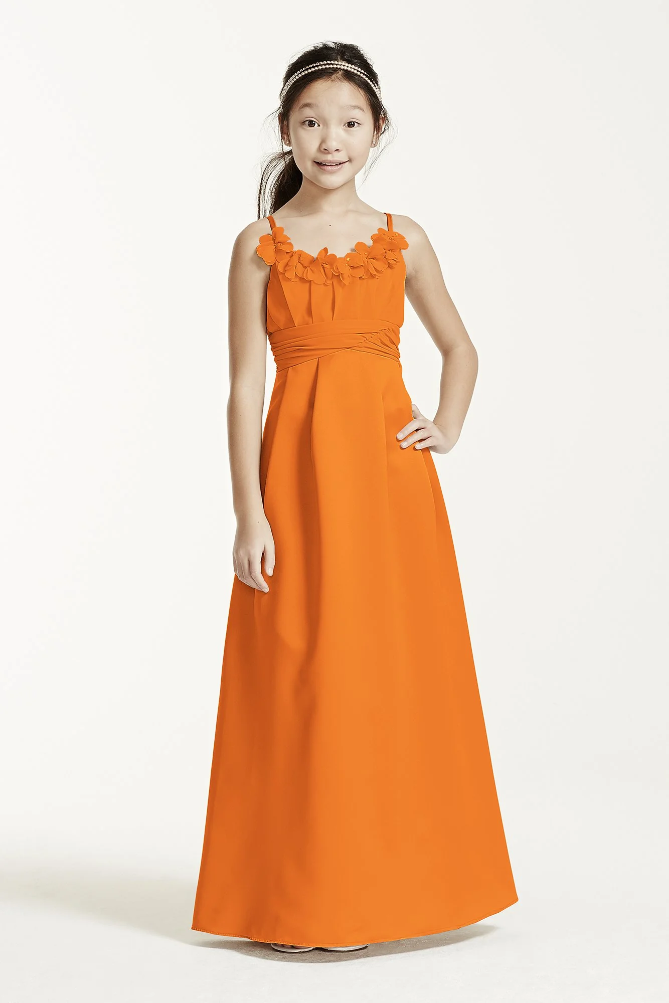 Satin and Chiffon Ball Gown with Ruched Waist - Image 18