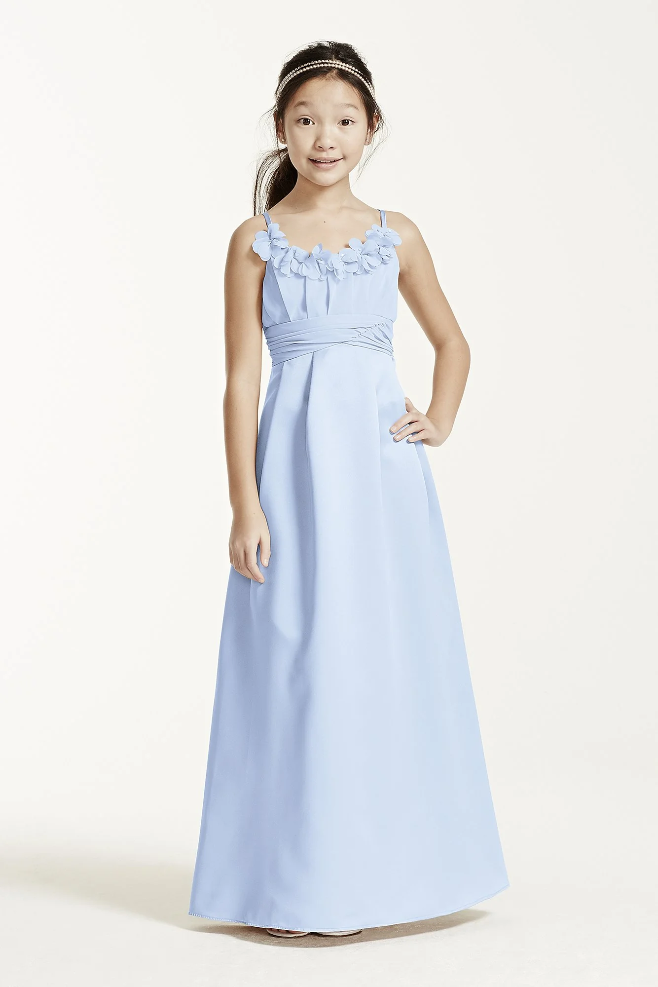 Satin and Chiffon Ball Gown with Ruched Waist - Image 19