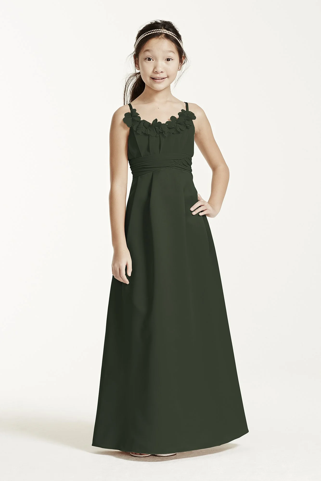 Satin and Chiffon Ball Gown with Ruched Waist - Image 23