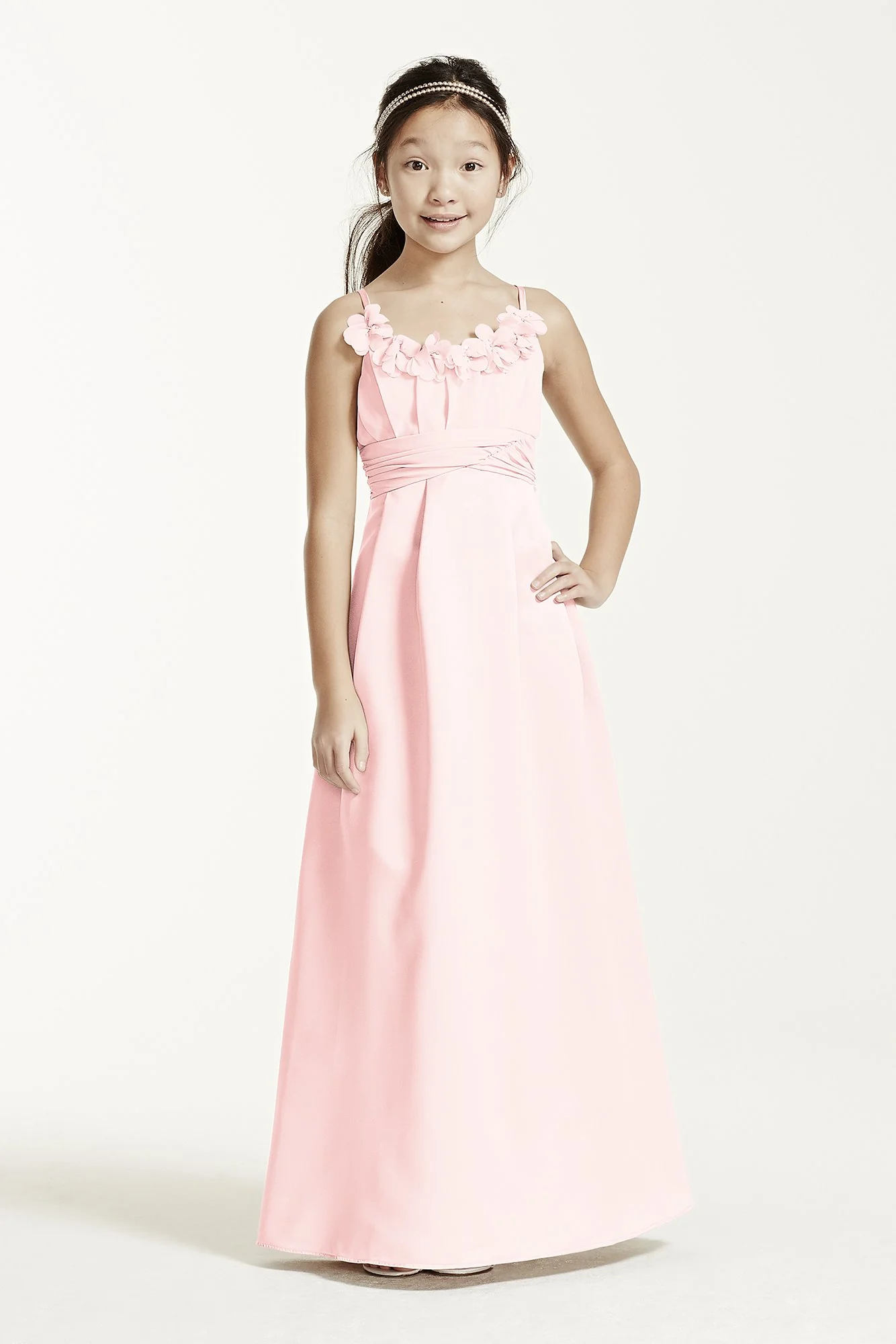 Satin and Chiffon Ball Gown with Ruched Waist - Image 26