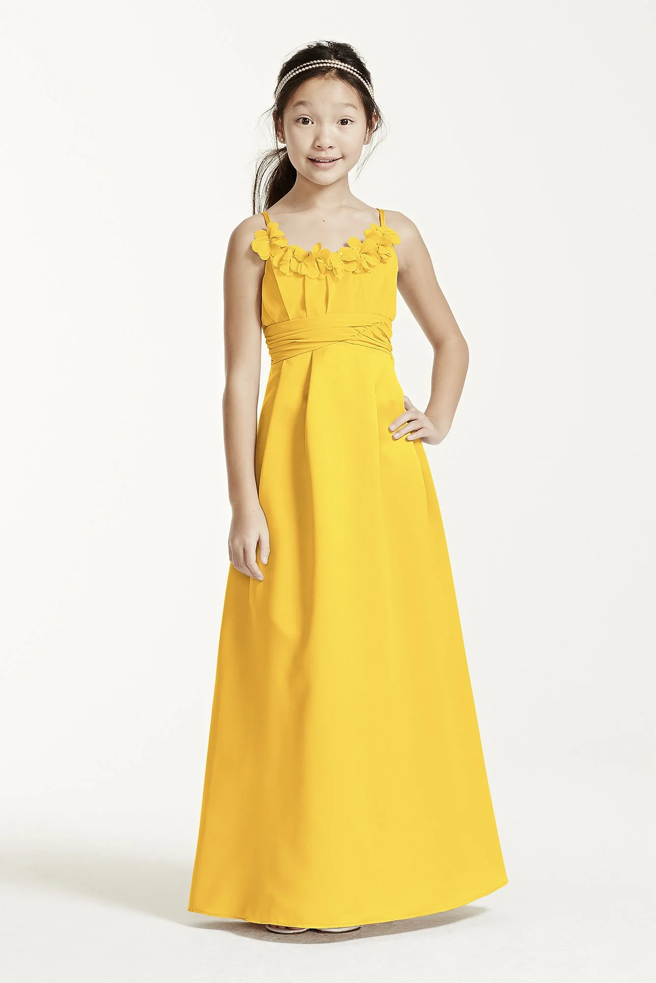 Satin and Chiffon Ball Gown with Ruched Waist - Image 27