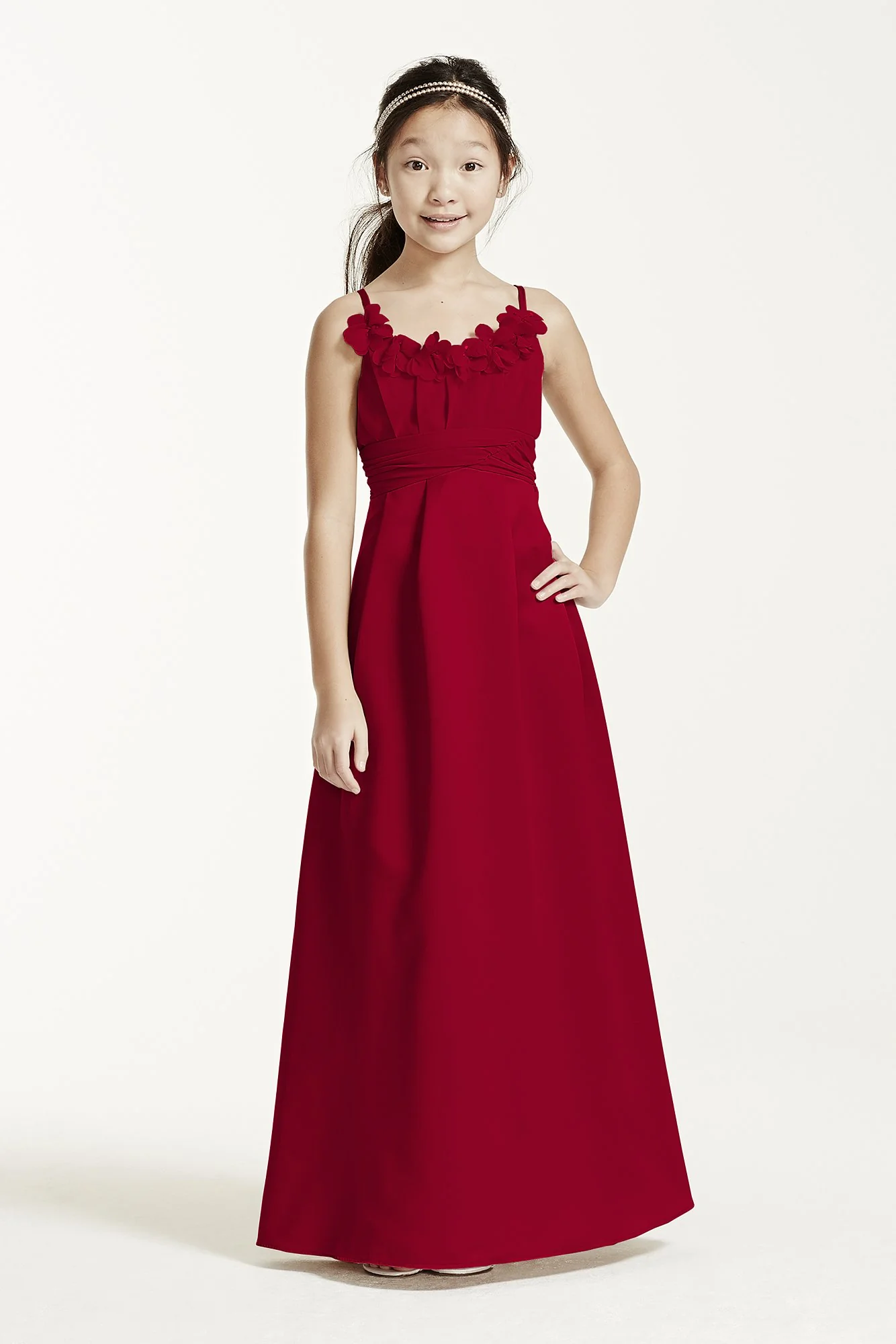 Satin and Chiffon Ball Gown with Ruched Waist - Image 28