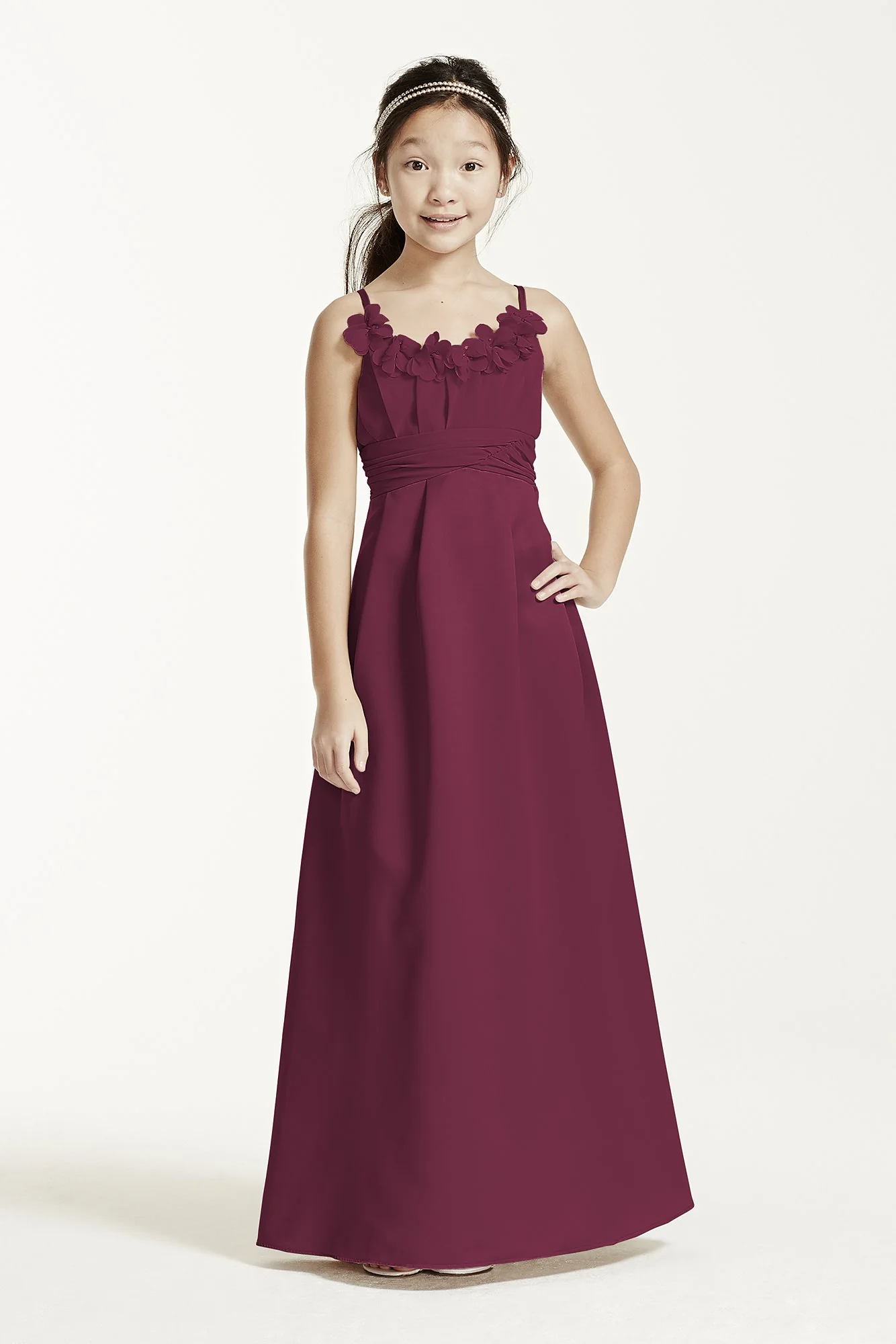 Satin and Chiffon Ball Gown with Ruched Waist - Image 32