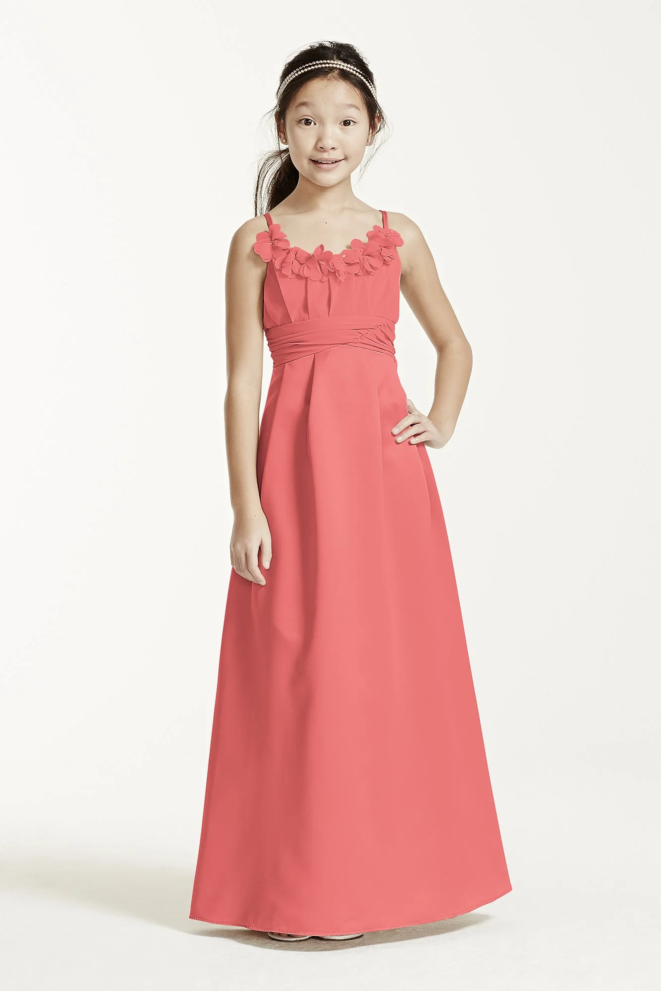 Satin and Chiffon Ball Gown with Ruched Waist - Image 34