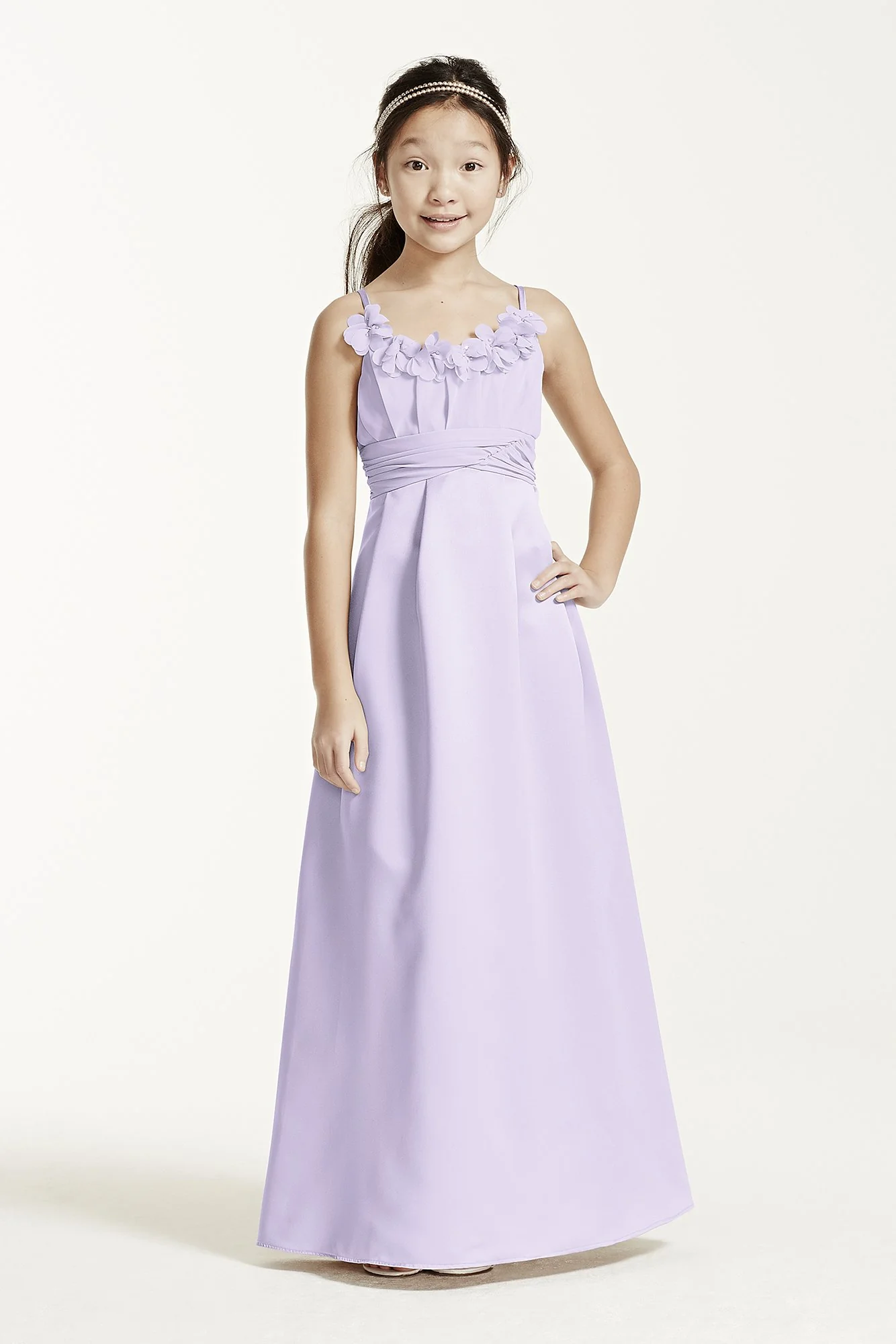 Satin and Chiffon Ball Gown with Ruched Waist - Image 38