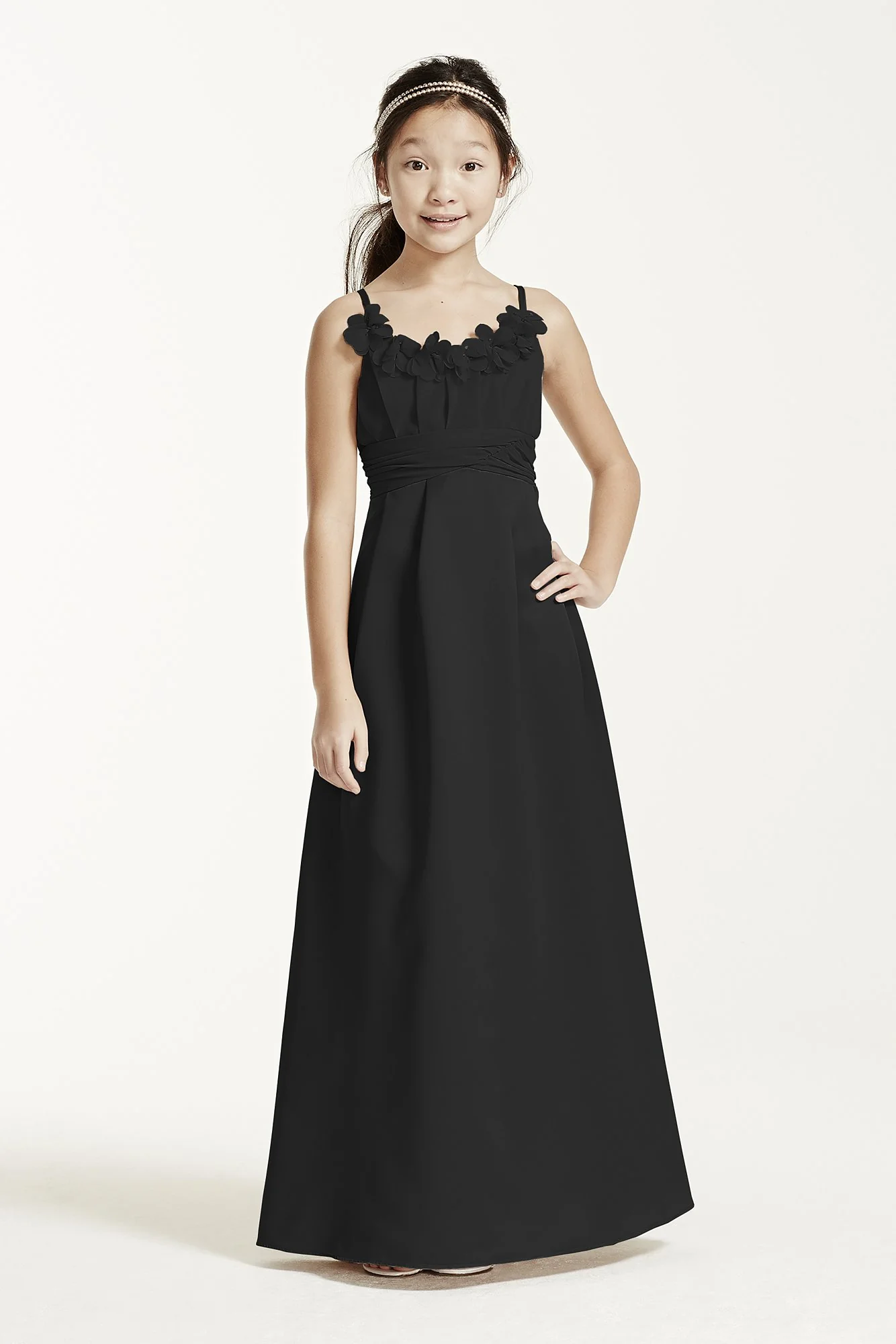 Satin and Chiffon Ball Gown with Ruched Waist - Image 39
