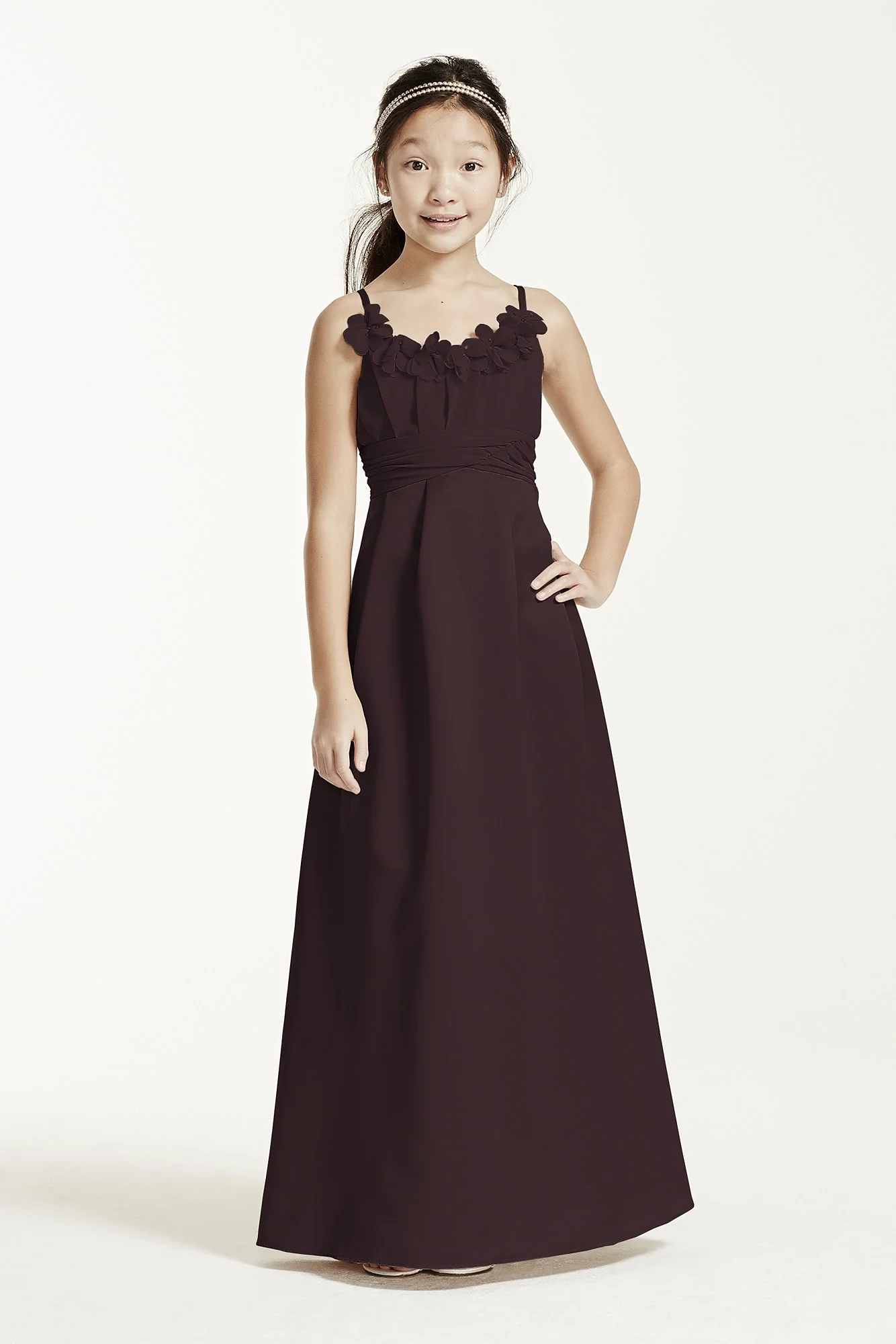 Satin and Chiffon Ball Gown with Ruched Waist - Image 4
